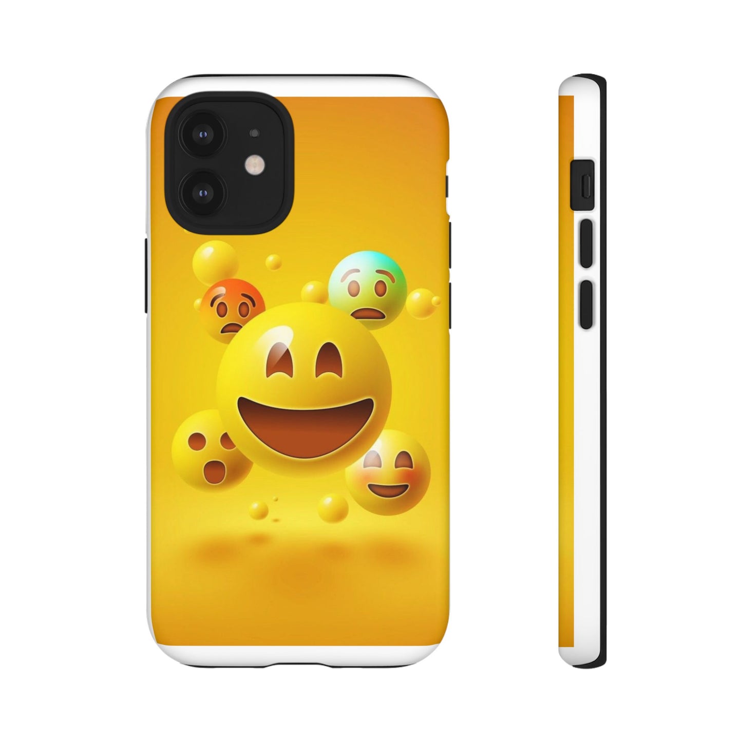 Smiley Face Phone Case, Fun Emoji Phone Cover, Durable Tough Case, Gift for Friends, Bright Yellow Accessory