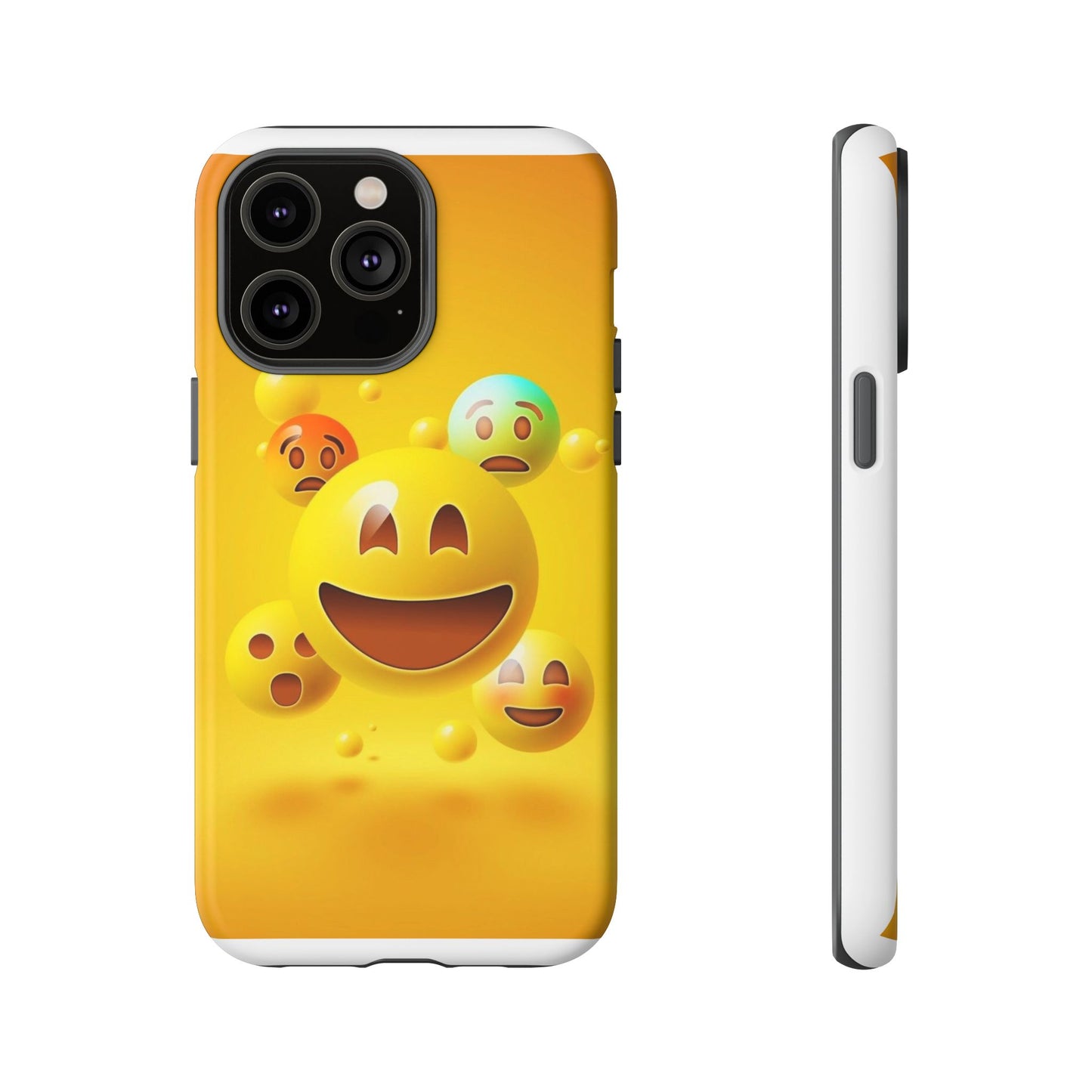Smiley Face Phone Case, Fun Emoji Phone Cover, Durable Tough Case, Gift for Friends, Bright Yellow Accessory