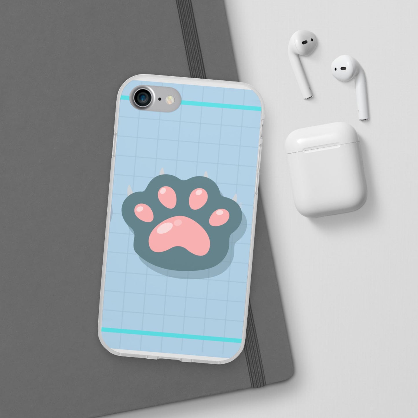 Paw Print Phone Case, Cute Pet Lover Flexi Cases, Dog Cat Accessory, Gift for Animal Lovers, Durable and Stylish Gadget Cover