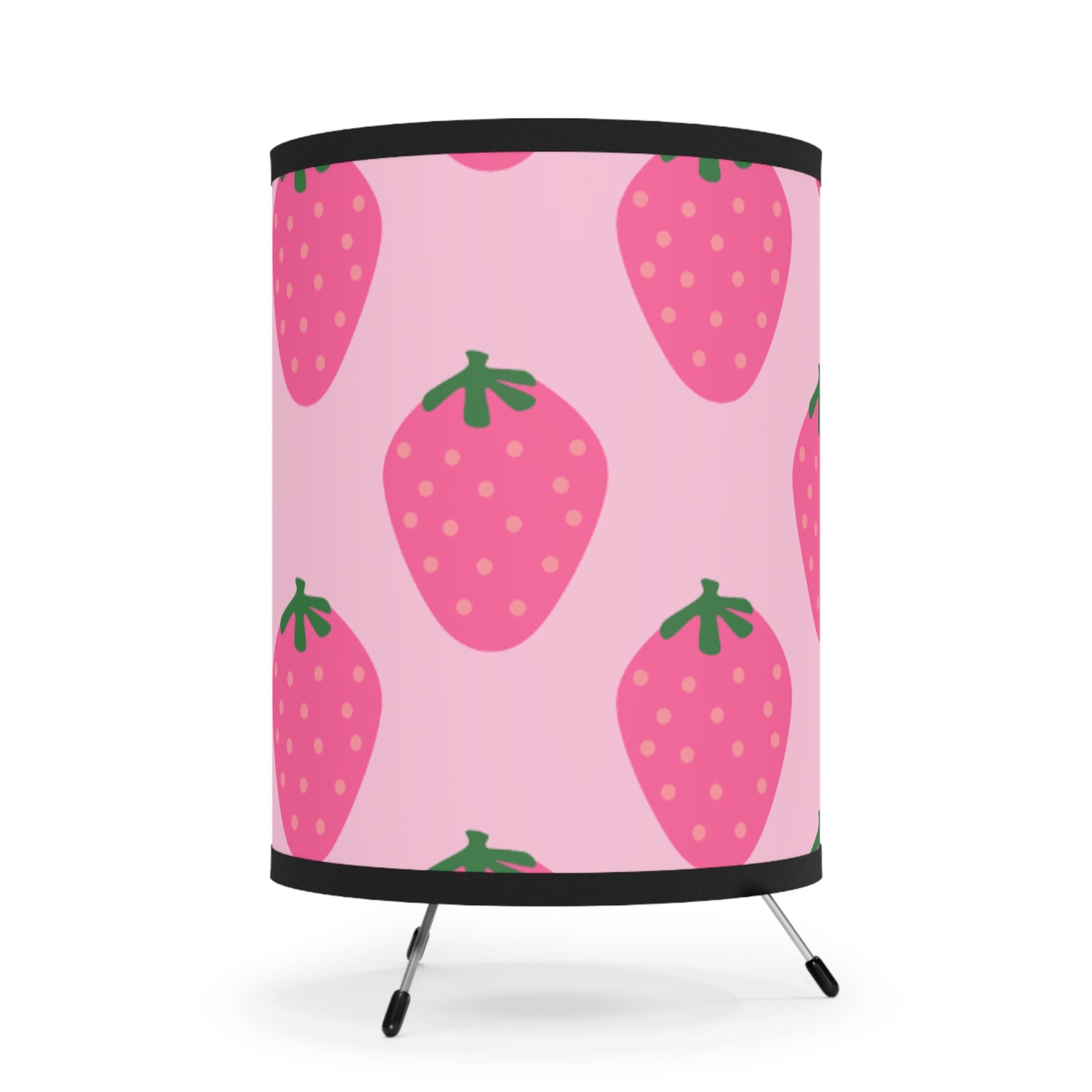 Strawberry Tripod Lamp, Vibrant Lighting Decor for Kids Rooms, Gifts for Garden Lovers, Nursery Decor, Pink Strawberry Shade