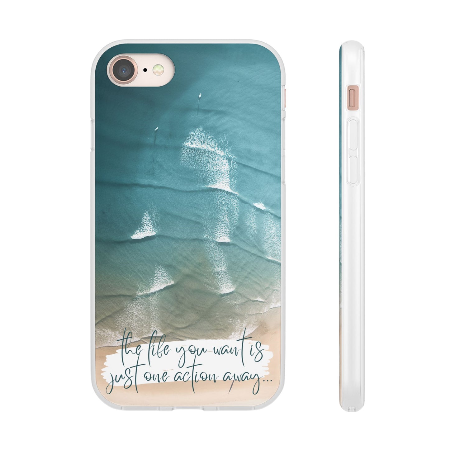 Ocean Waves Inspirational Phone Case, Beach Flexi Case, Life Quote Accessory, Coastal Decor, Gift