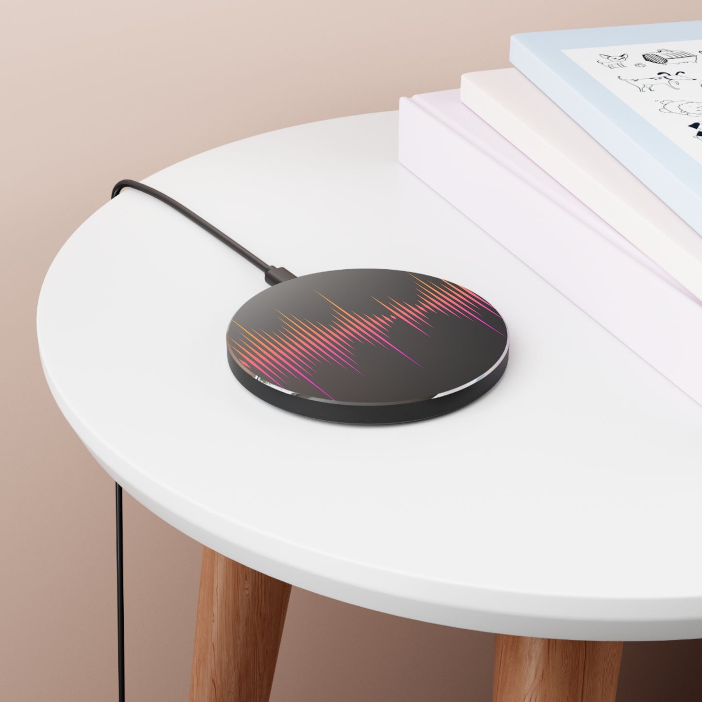 Vibrant Sound Wave Wireless Charger, Fast Charging Pad, Music Lover Gift, Home Office Decor, Tech Accessories