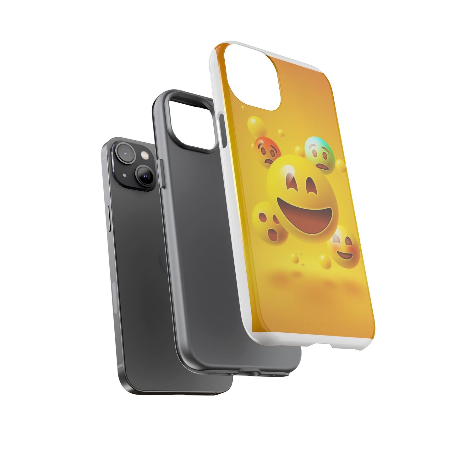 Smiley Face Phone Case, Fun Emoji Phone Cover, Durable Tough Case, Gift for Friends, Bright Yellow Accessory