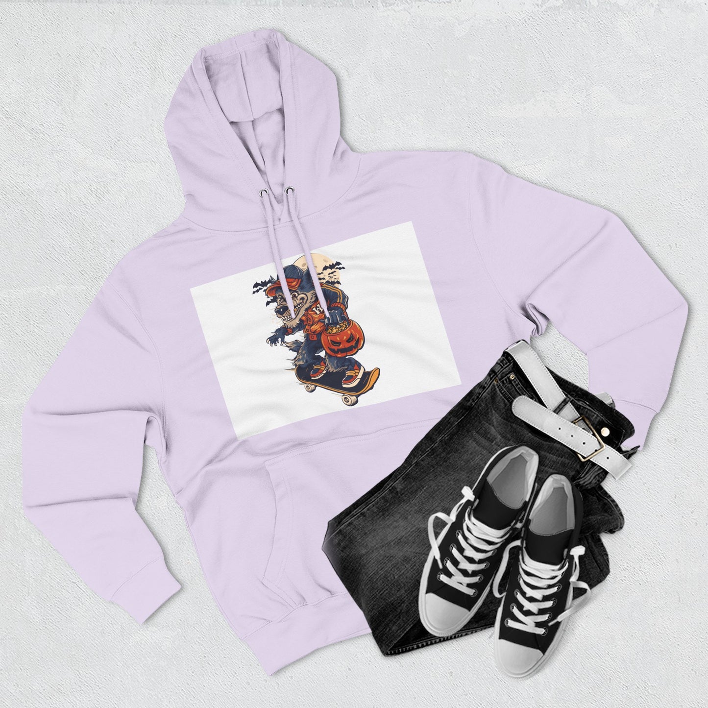 Fleece Hoodie with Halloween Design, Cozy Sweatshirt, Fall Fashion, Gift for Her, Casual Layering
