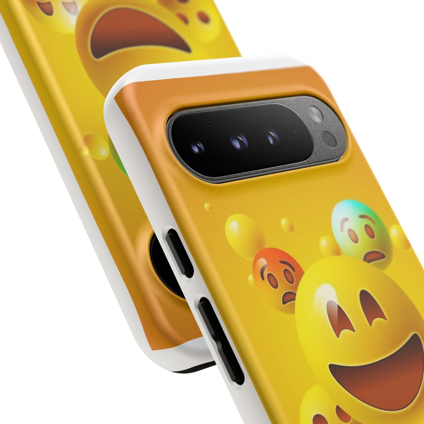 Smiley Face Phone Case, Fun Emoji Phone Cover, Durable Tough Case, Gift for Friends, Bright Yellow Accessory