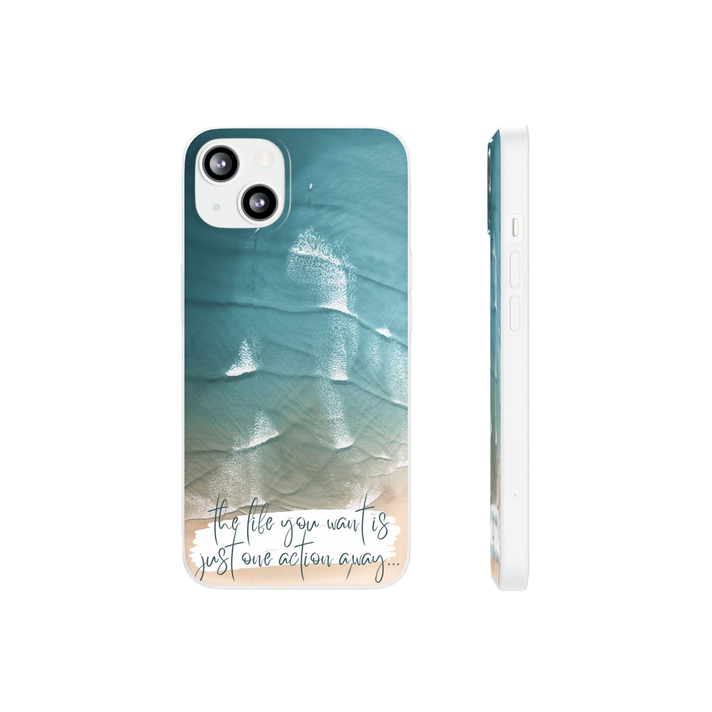 Ocean Waves Inspirational Phone Case, Beach Flexi Case, Life Quote Accessory, Coastal Decor, Gift