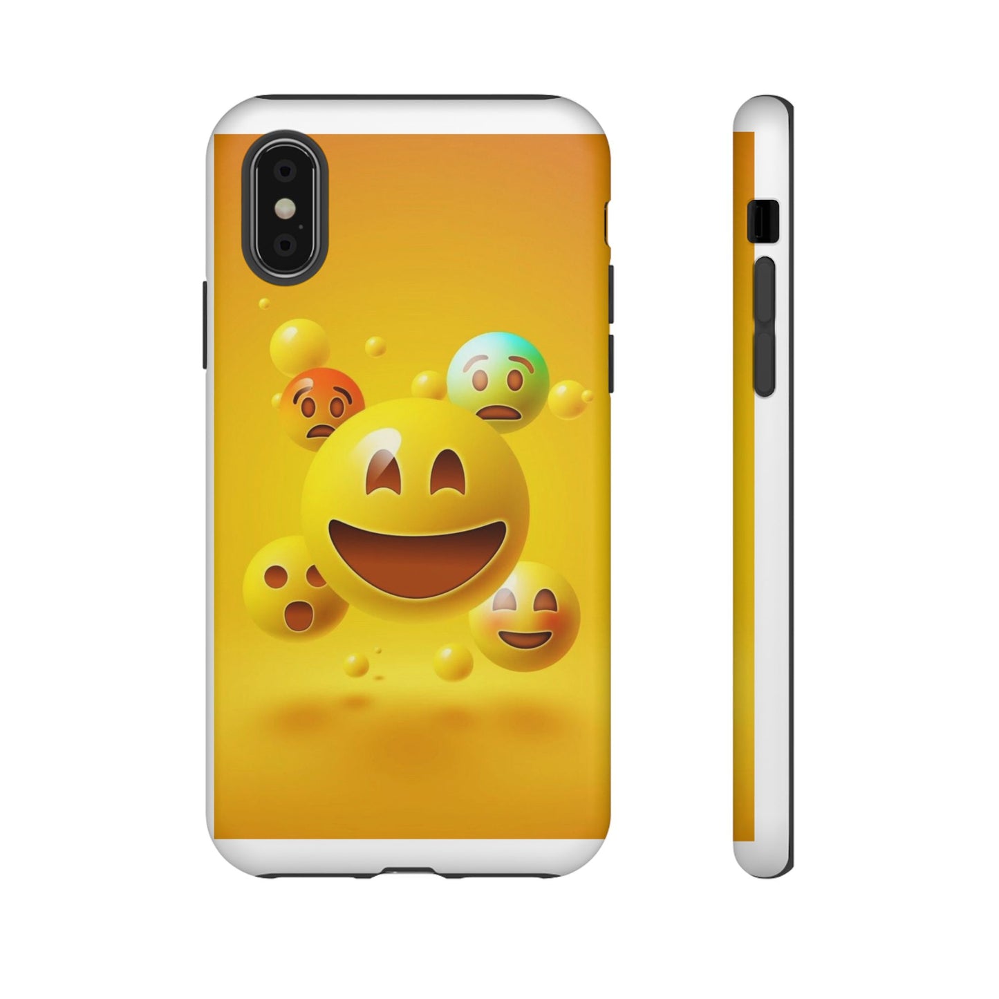 Smiley Face Phone Case, Fun Emoji Phone Cover, Durable Tough Case, Gift for Friends, Bright Yellow Accessory