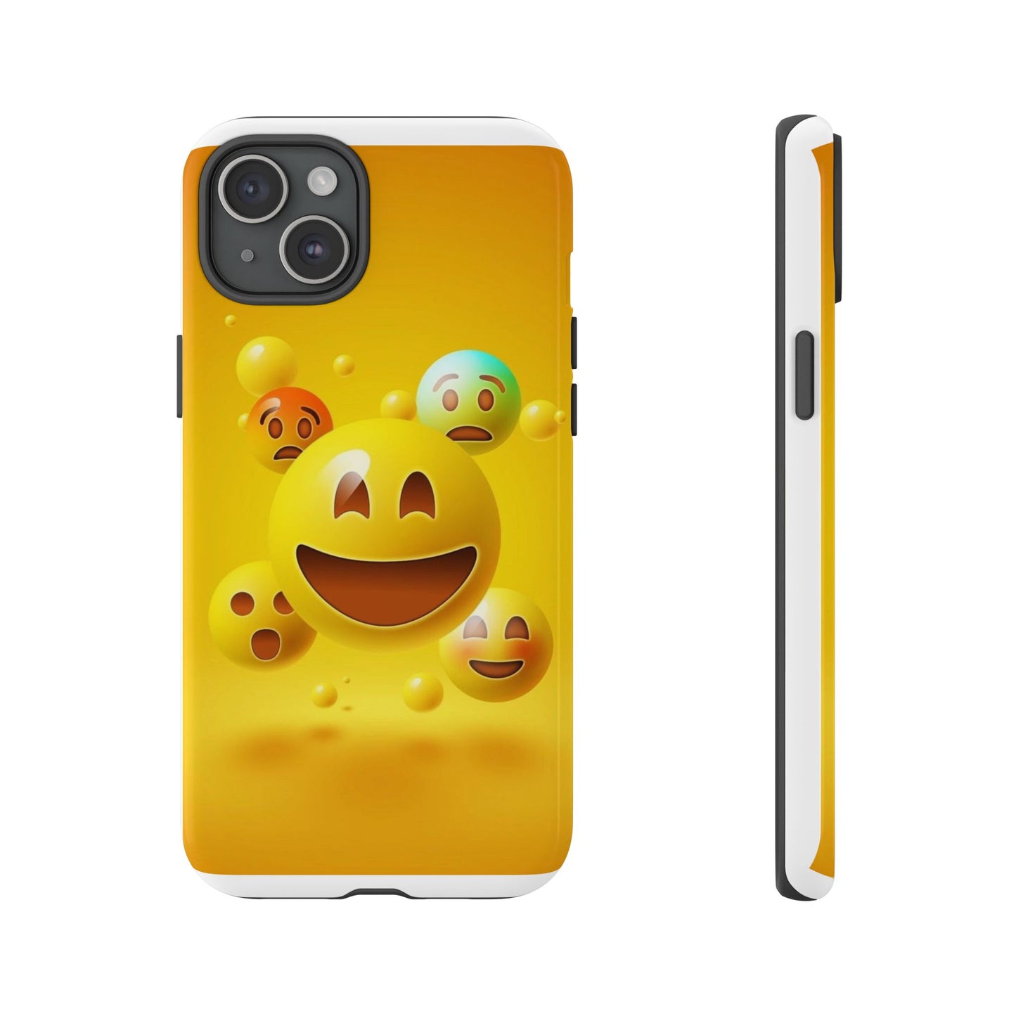 Smiley Face Phone Case, Fun Emoji Phone Cover, Durable Tough Case, Gift for Friends, Bright Yellow Accessory
