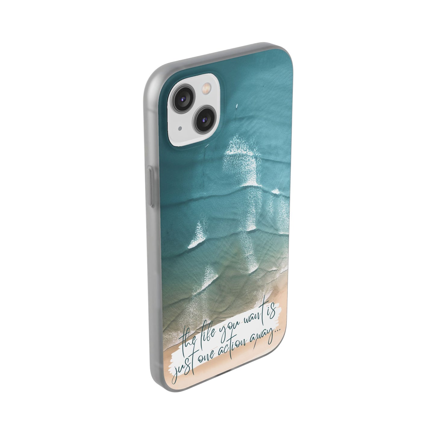 Ocean Waves Inspirational Phone Case, Beach Flexi Case, Life Quote Accessory, Coastal Decor, Gift