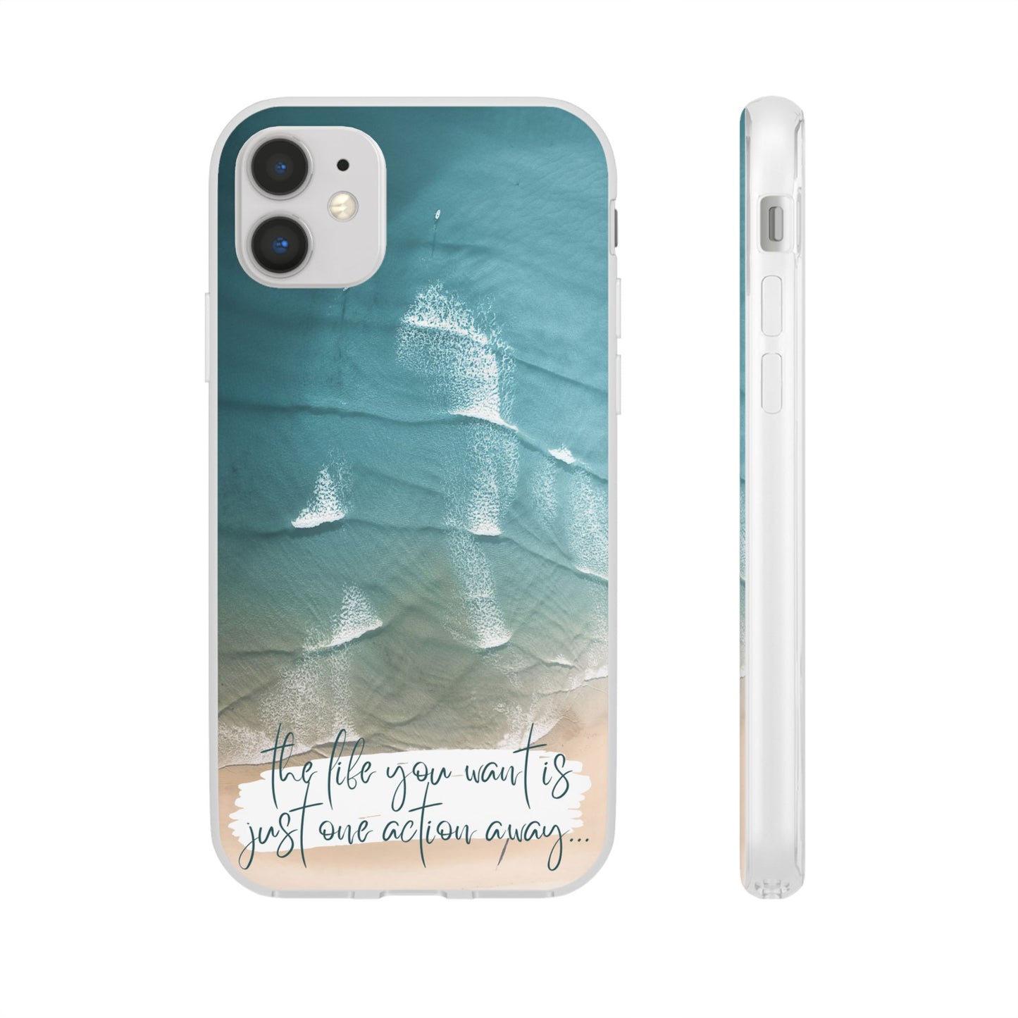 Ocean Waves Inspirational Phone Case, Beach Flexi Case, Life Quote Accessory, Coastal Decor, Gift