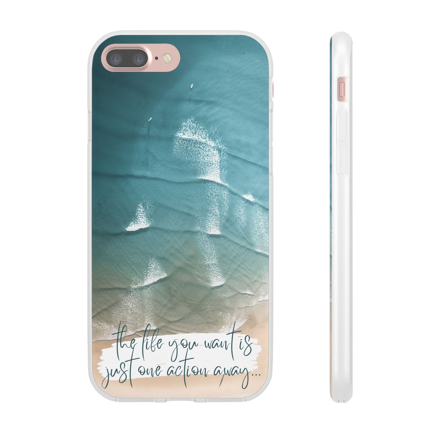Ocean Waves Inspirational Phone Case, Beach Flexi Case, Life Quote Accessory, Coastal Decor, Gift