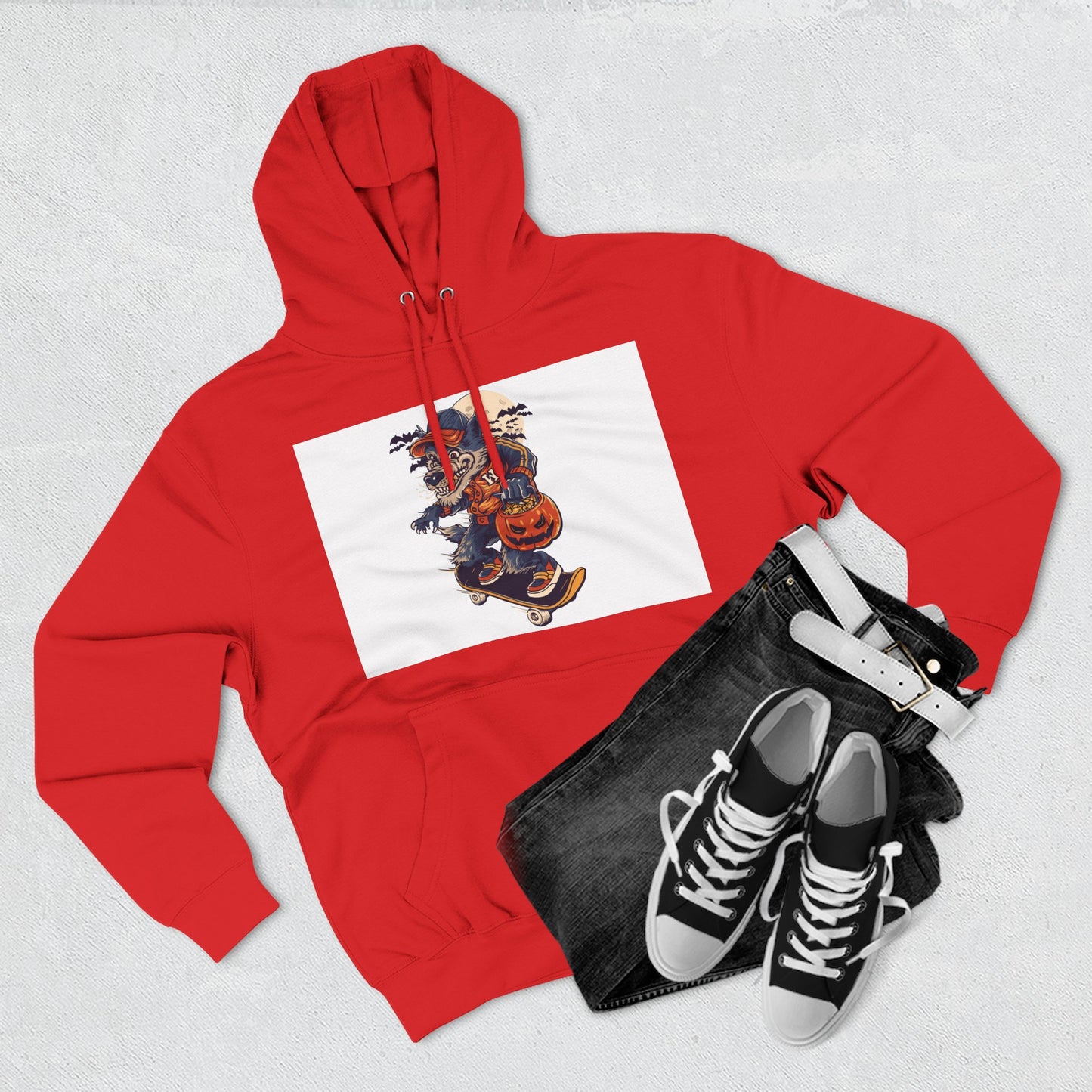 Fleece Hoodie with Halloween Design, Cozy Sweatshirt, Fall Fashion, Gift for Her, Casual Layering