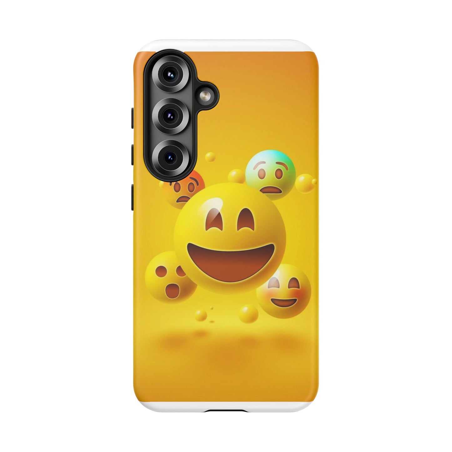 Smiley Face Phone Case, Fun Emoji Phone Cover, Durable Tough Case, Gift for Friends, Bright Yellow Accessory