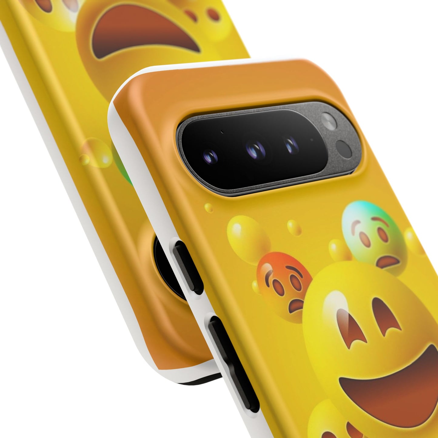 Smiley Face Phone Case, Fun Emoji Phone Cover, Durable Tough Case, Gift for Friends, Bright Yellow Accessory