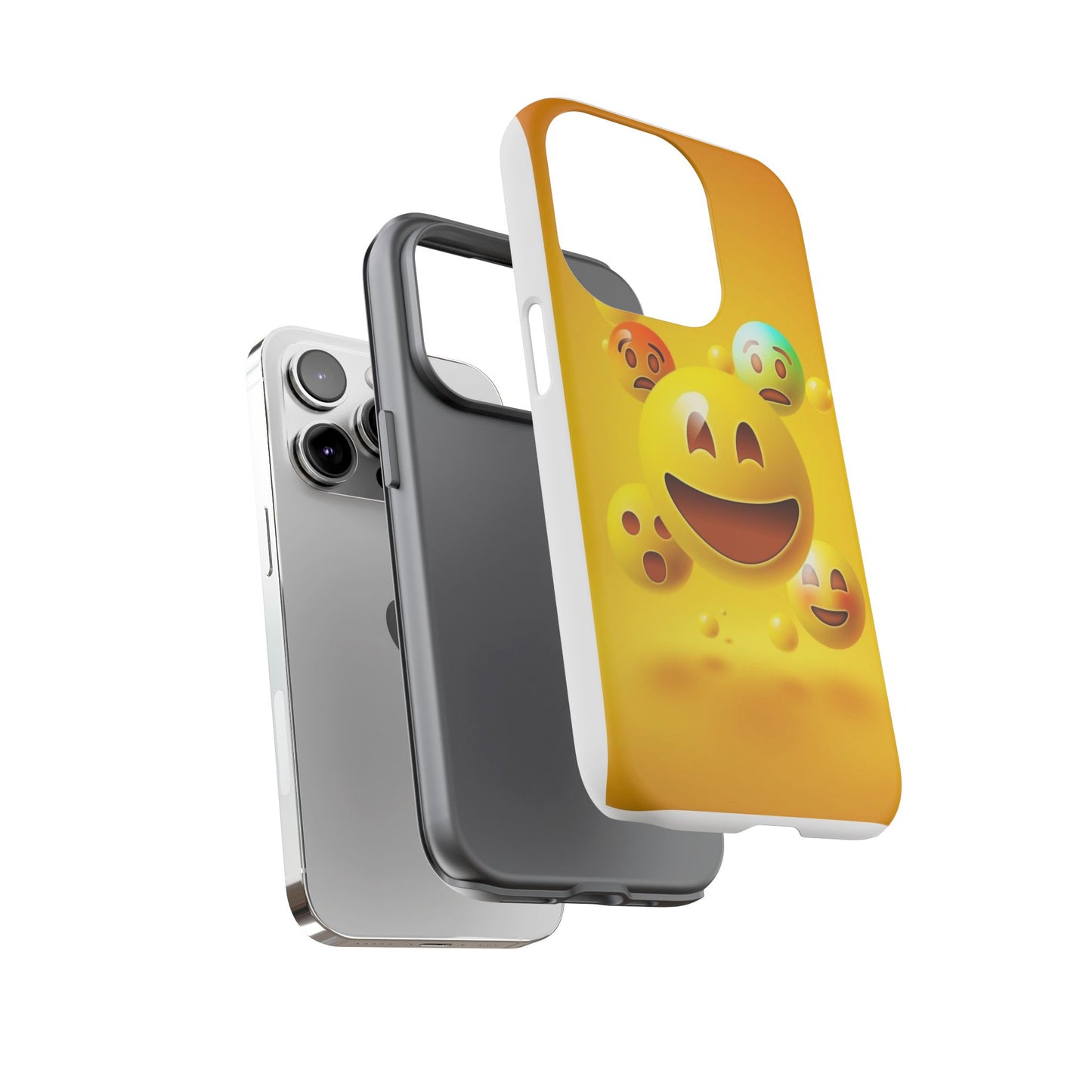 Smiley Face Phone Case, Fun Emoji Phone Cover, Durable Tough Case, Gift for Friends, Bright Yellow Accessory