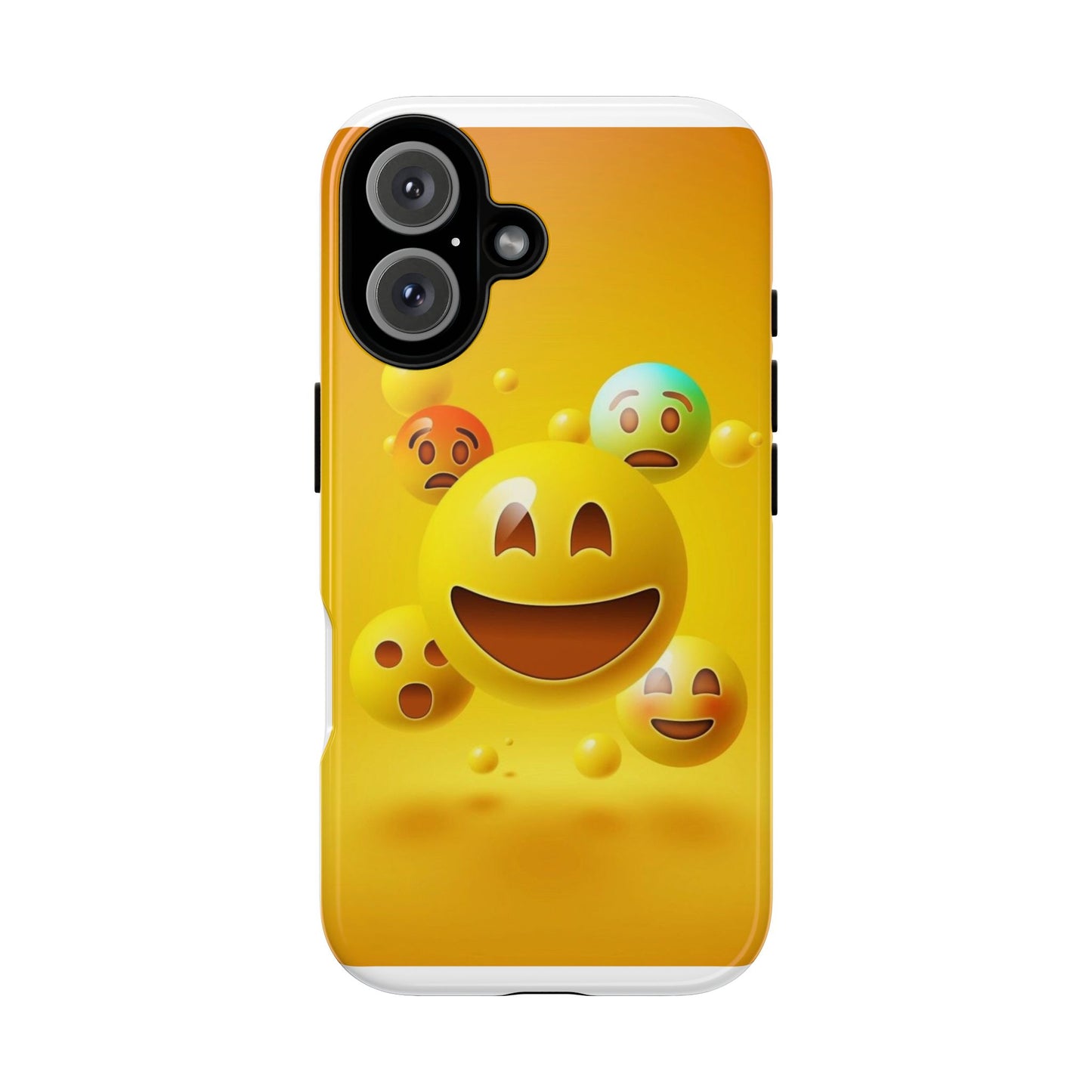 Smiley Face Phone Case, Fun Emoji Phone Cover, Durable Tough Case, Gift for Friends, Bright Yellow Accessory