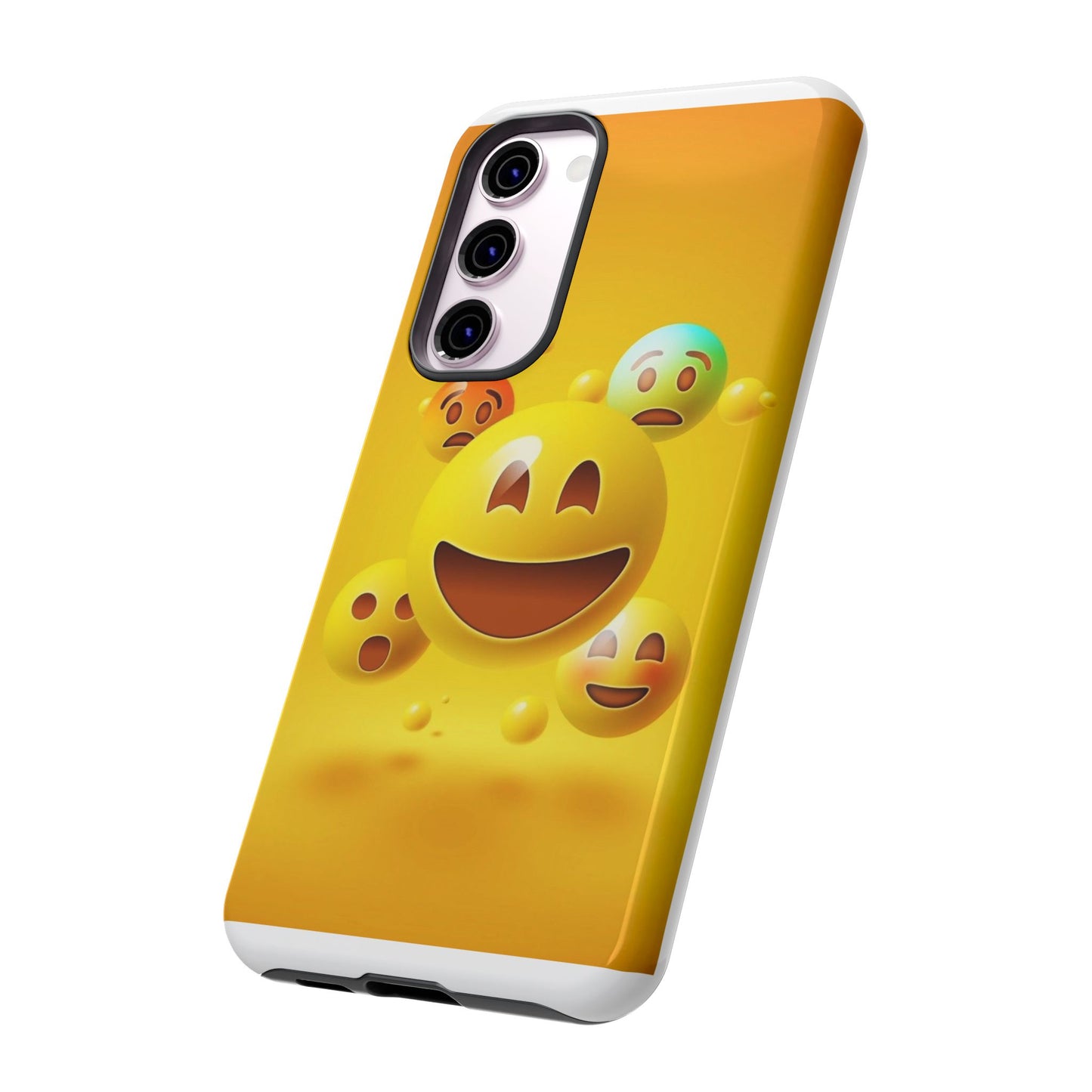 Smiley Face Phone Case, Fun Emoji Phone Cover, Durable Tough Case, Gift for Friends, Bright Yellow Accessory