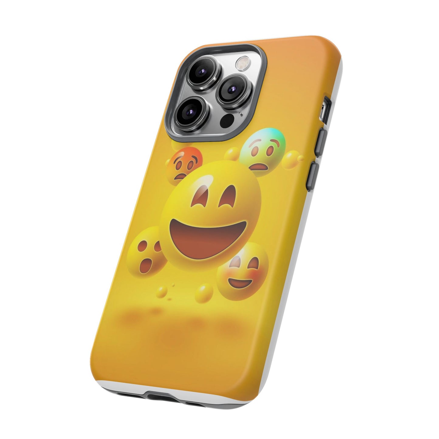 Smiley Face Phone Case, Fun Emoji Phone Cover, Durable Tough Case, Gift for Friends, Bright Yellow Accessory