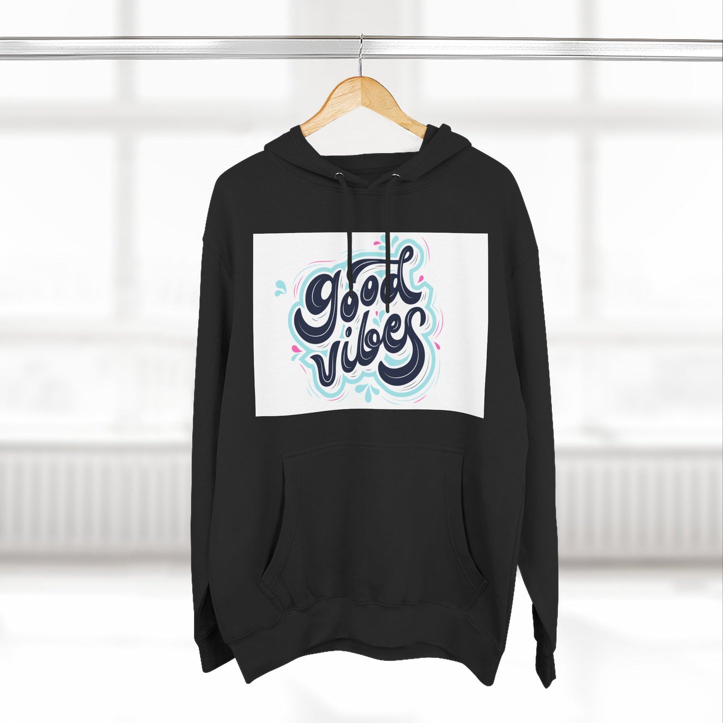 Good Vibes Three-Panel Fleece Hoodie | Cozy Streetwear, Perfect for Casual Outings, Unisex Gift, Inspirational Wear, Everyday Comfort