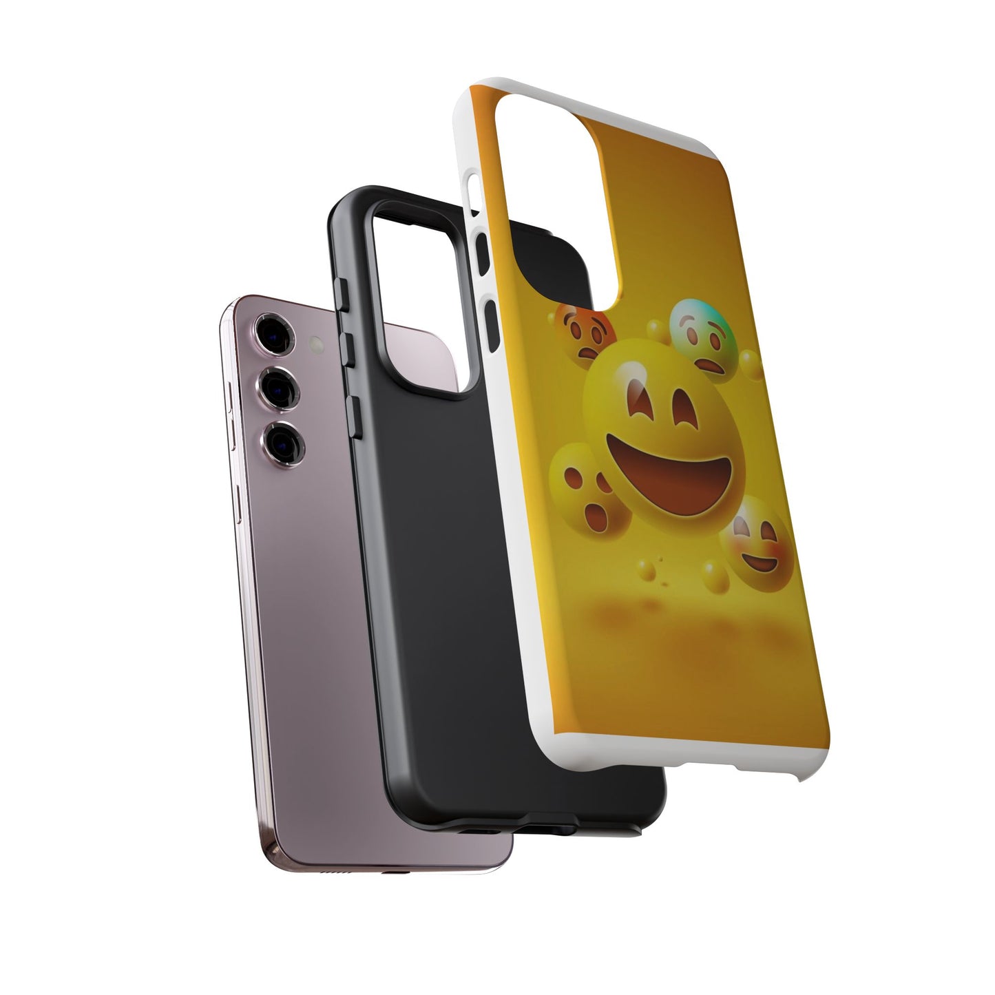 Smiley Face Phone Case, Fun Emoji Phone Cover, Durable Tough Case, Gift for Friends, Bright Yellow Accessory