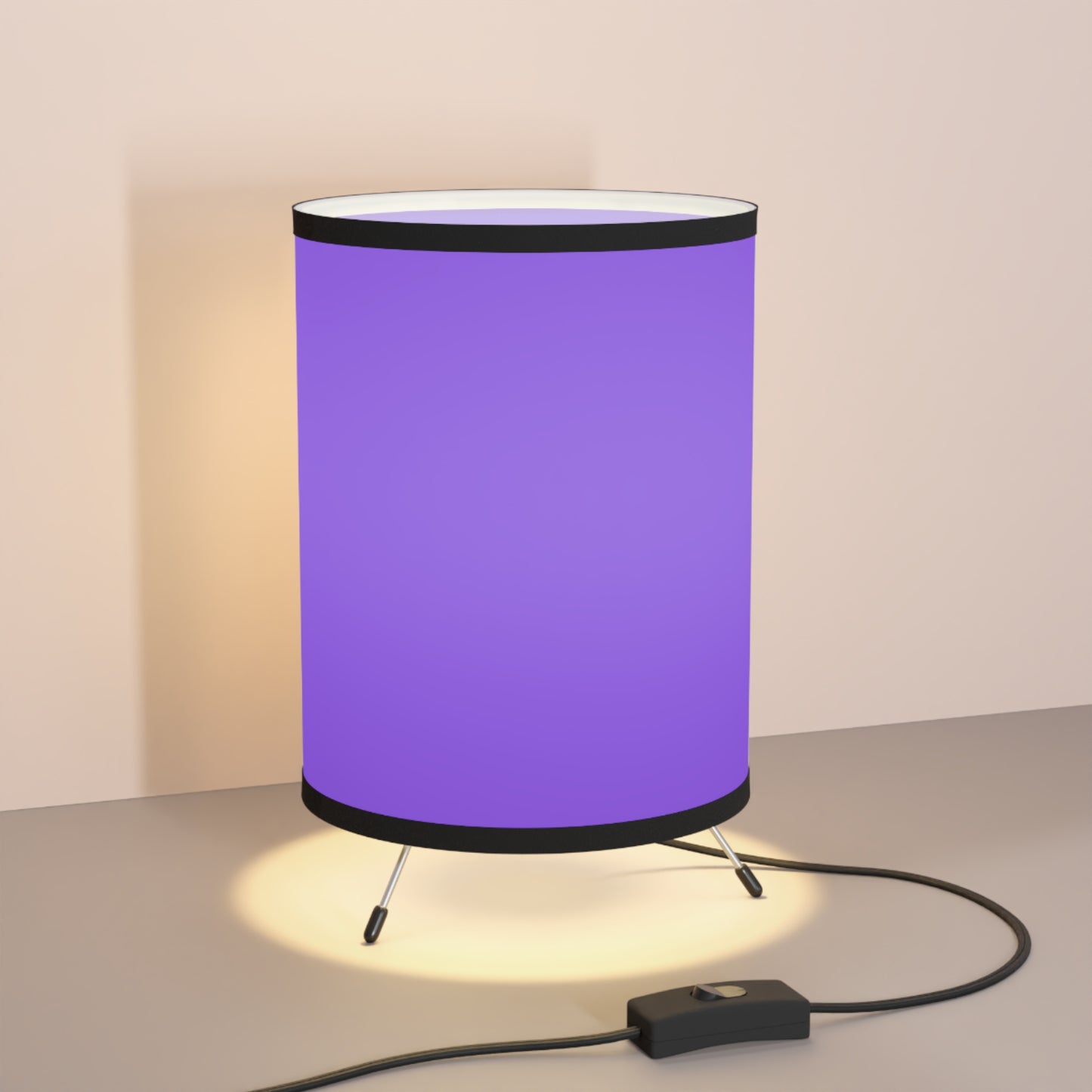 Purple Tripod Lamp with High-Res Printed Shade, Modern Decor, Cozy Lighting, Home Office Style, Unique Gift