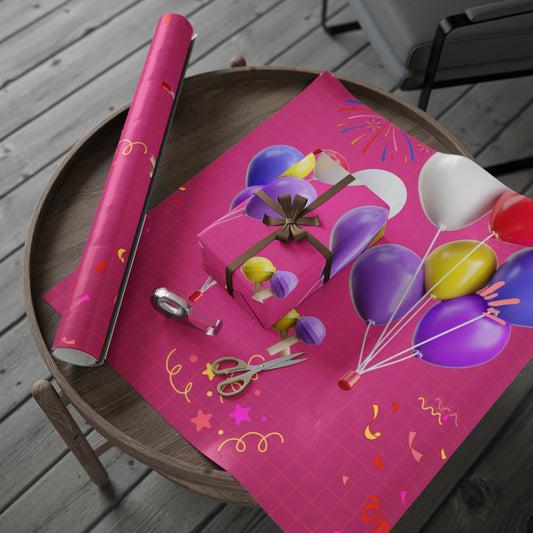 Vibrant Balloon Wrapping Paper, Gift Wrap for Birthdays, Celebrations, Party Favors, Festive Occasions, Unique Present Packaging