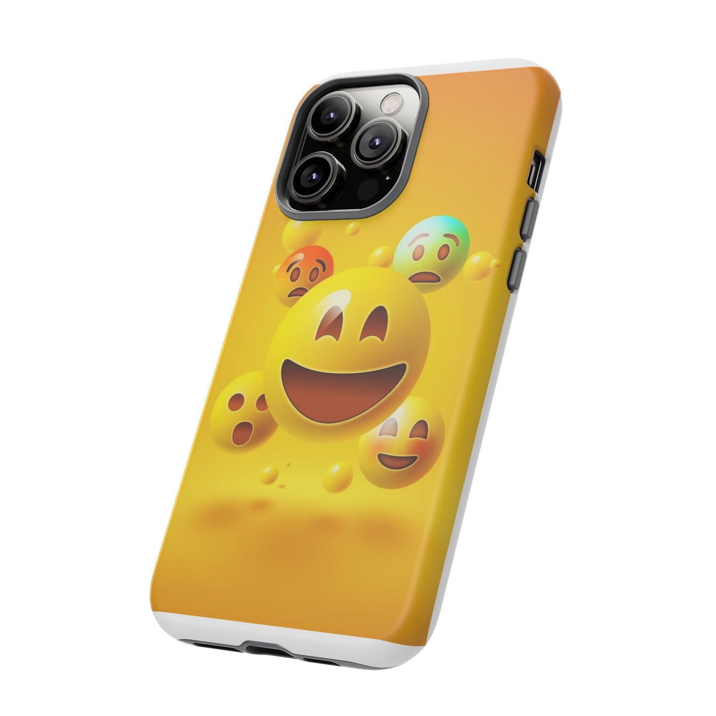 Smiley Face Phone Case, Fun Emoji Phone Cover, Durable Tough Case, Gift for Friends, Bright Yellow Accessory