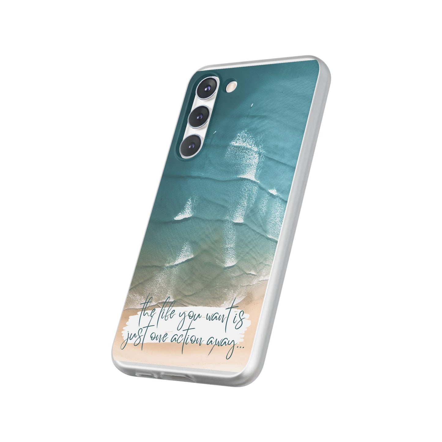 Ocean Waves Inspirational Phone Case, Beach Flexi Case, Life Quote Accessory, Coastal Decor, Gift