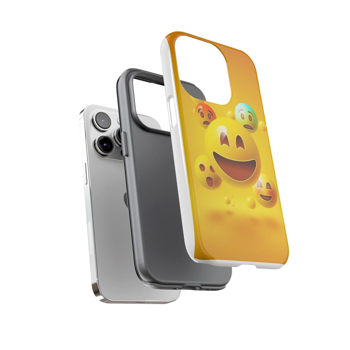 Smiley Face Phone Case, Fun Emoji Phone Cover, Durable Tough Case, Gift for Friends, Bright Yellow Accessory
