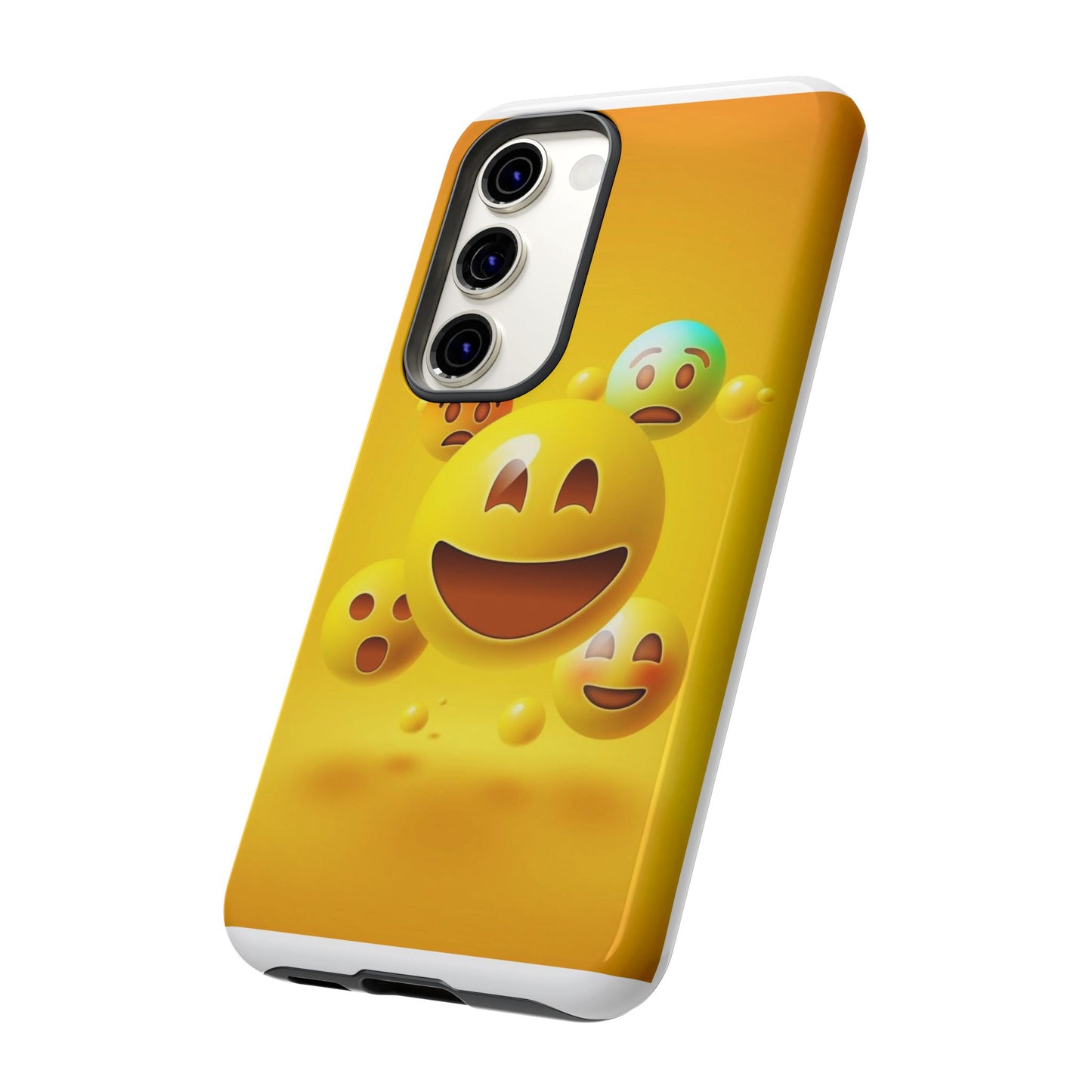Smiley Face Phone Case, Fun Emoji Phone Cover, Durable Tough Case, Gift for Friends, Bright Yellow Accessory