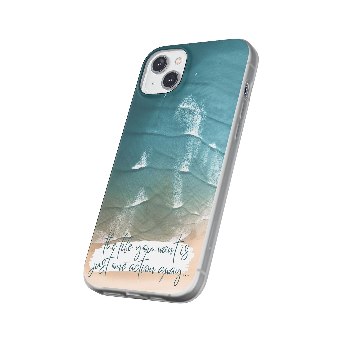 Ocean Waves Inspirational Phone Case, Beach Flexi Case, Life Quote Accessory, Coastal Decor, Gift