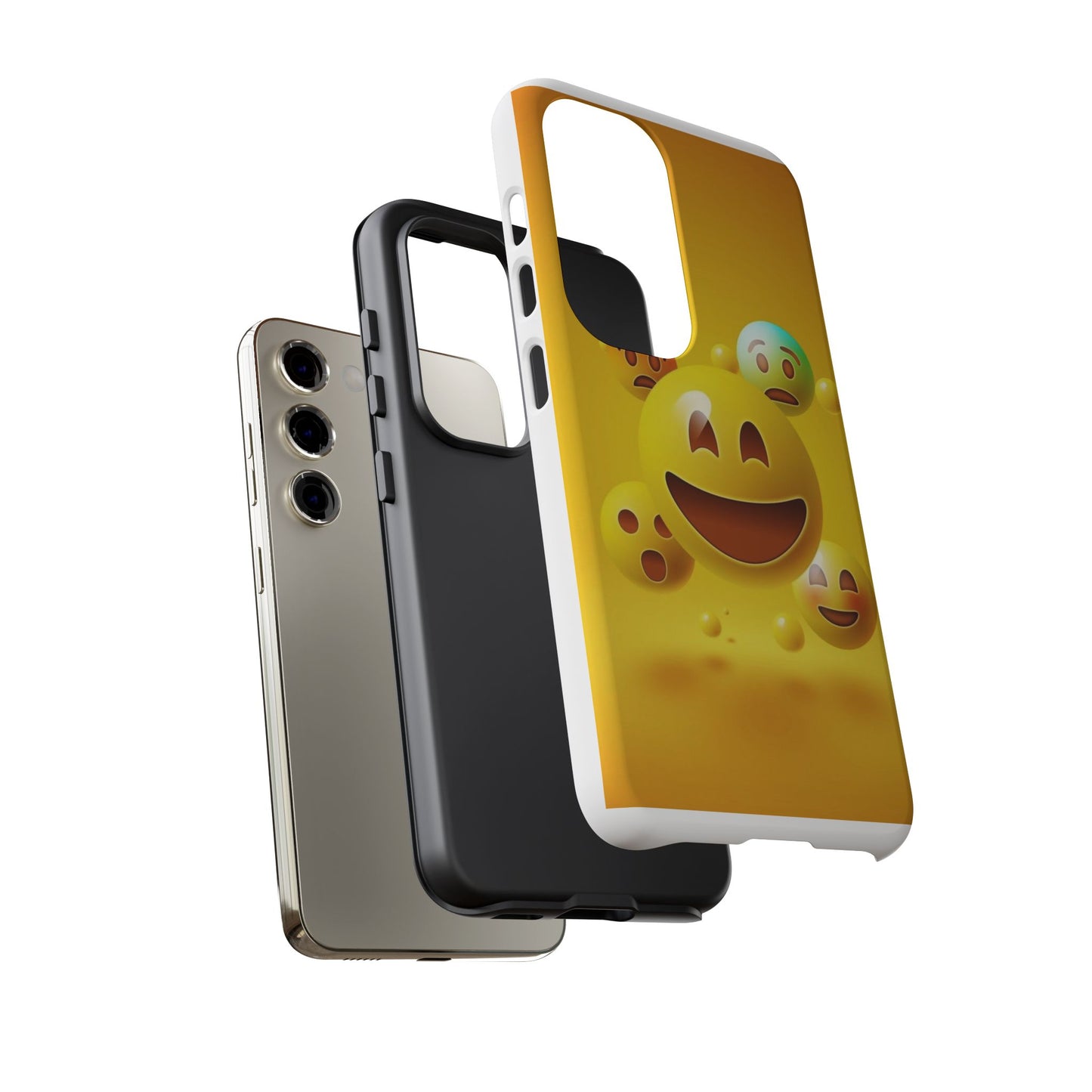 Smiley Face Phone Case, Fun Emoji Phone Cover, Durable Tough Case, Gift for Friends, Bright Yellow Accessory