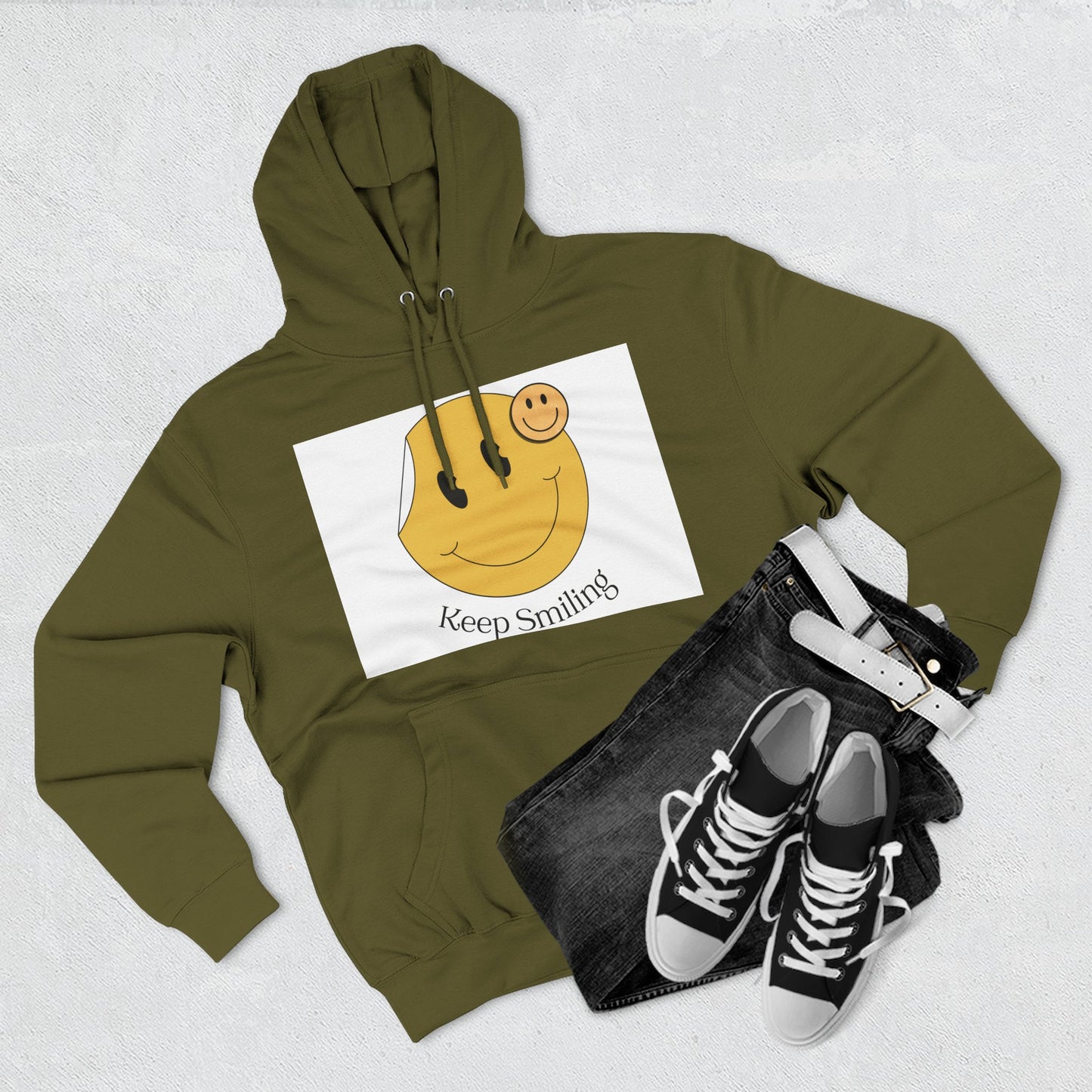 Happy Vibes Fleece Hoodie, Cozy Gift, Keep Smiling Hoodie, Casual Wear, Trendy Sweatshirt, Unisex Fashion