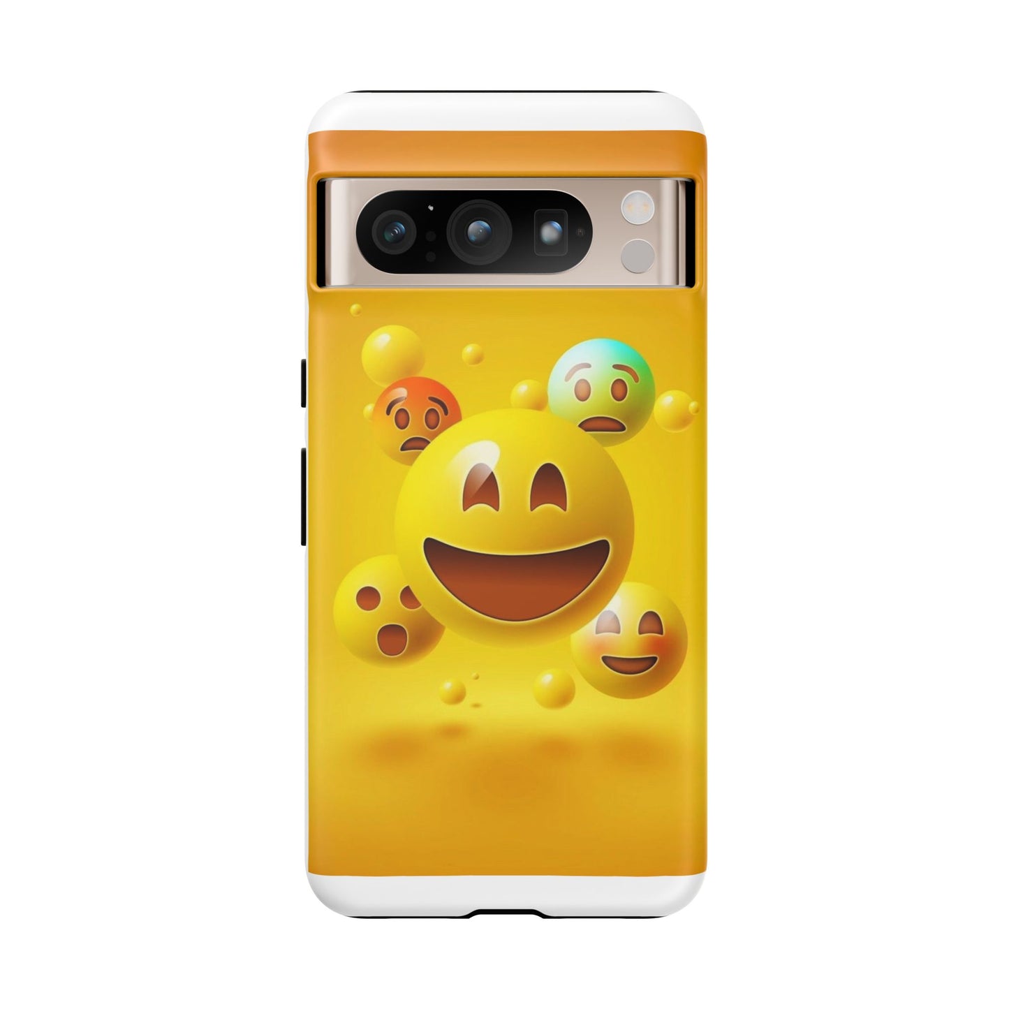 Smiley Face Phone Case, Fun Emoji Phone Cover, Durable Tough Case, Gift for Friends, Bright Yellow Accessory