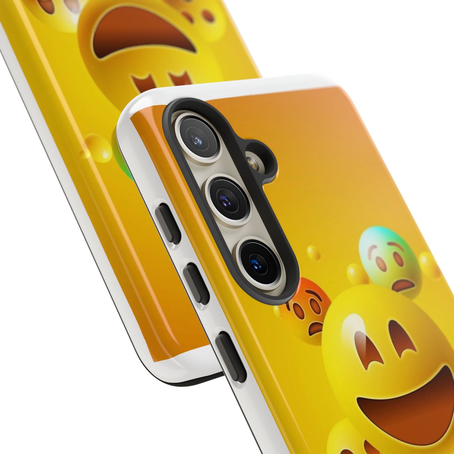 Smiley Face Phone Case, Fun Emoji Phone Cover, Durable Tough Case, Gift for Friends, Bright Yellow Accessory