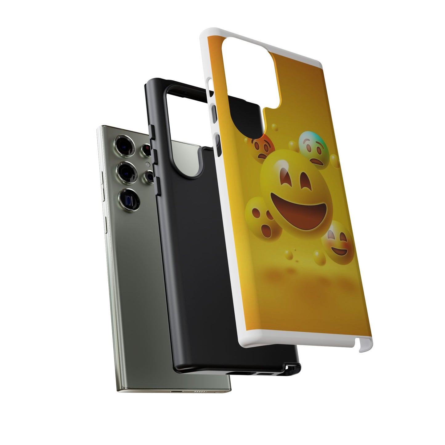 Smiley Face Phone Case, Fun Emoji Phone Cover, Durable Tough Case, Gift for Friends, Bright Yellow Accessory