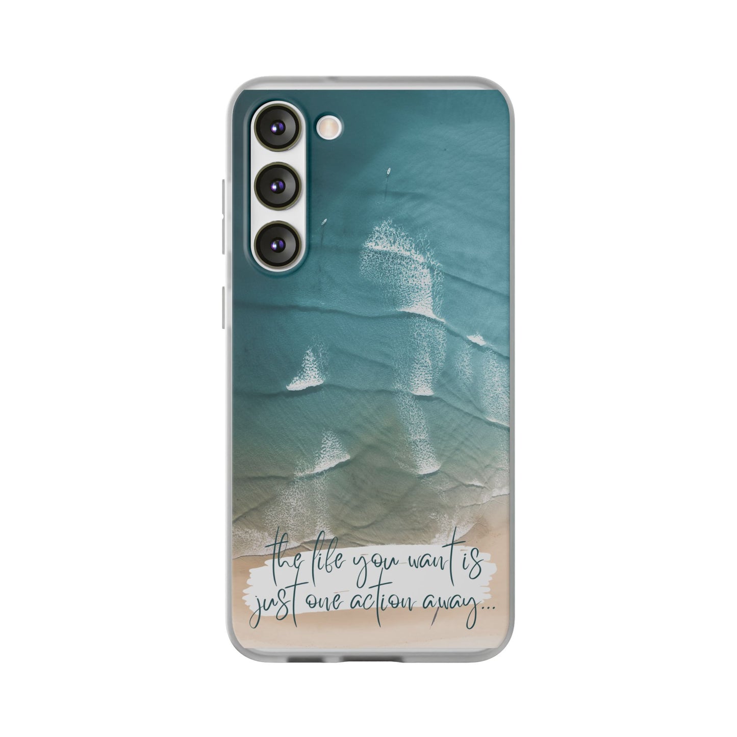 Ocean Waves Inspirational Phone Case, Beach Flexi Case, Life Quote Accessory, Coastal Decor, Gift