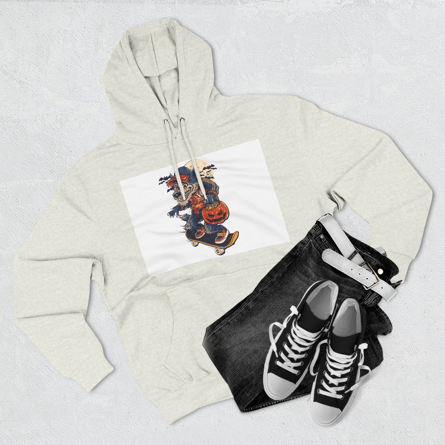 Fleece Hoodie with Halloween Design, Cozy Sweatshirt, Fall Fashion, Gift for Her, Casual Layering