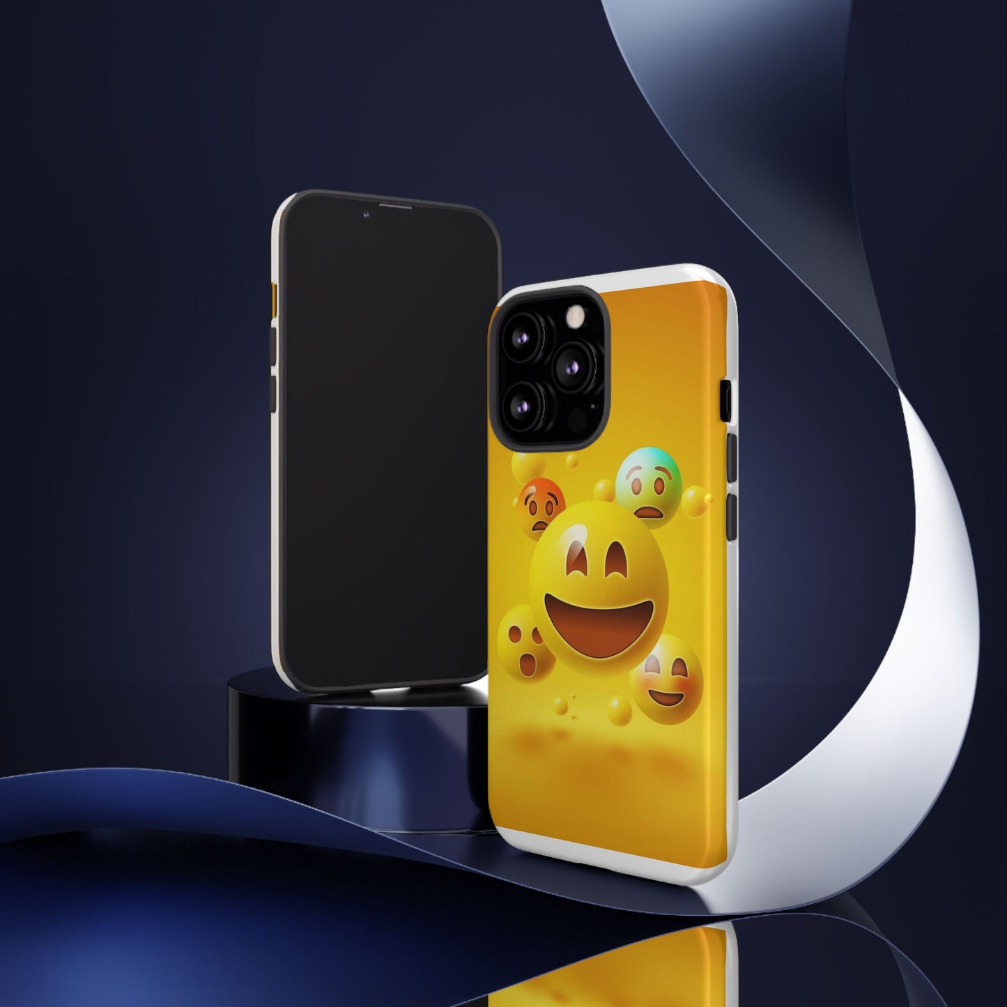 Smiley Face Phone Case, Fun Emoji Phone Cover, Durable Tough Case, Gift for Friends, Bright Yellow Accessory