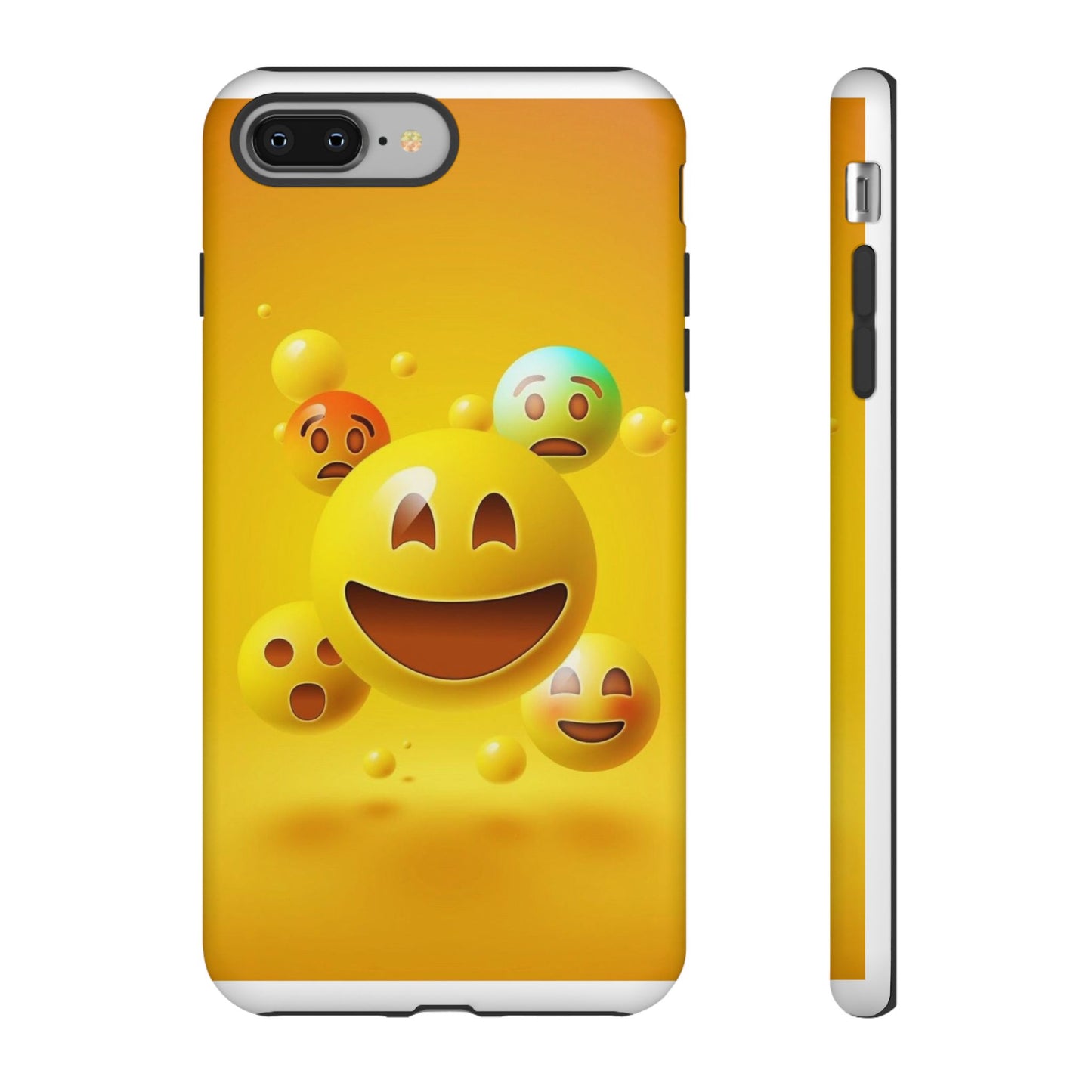 Smiley Face Phone Case, Fun Emoji Phone Cover, Durable Tough Case, Gift for Friends, Bright Yellow Accessory