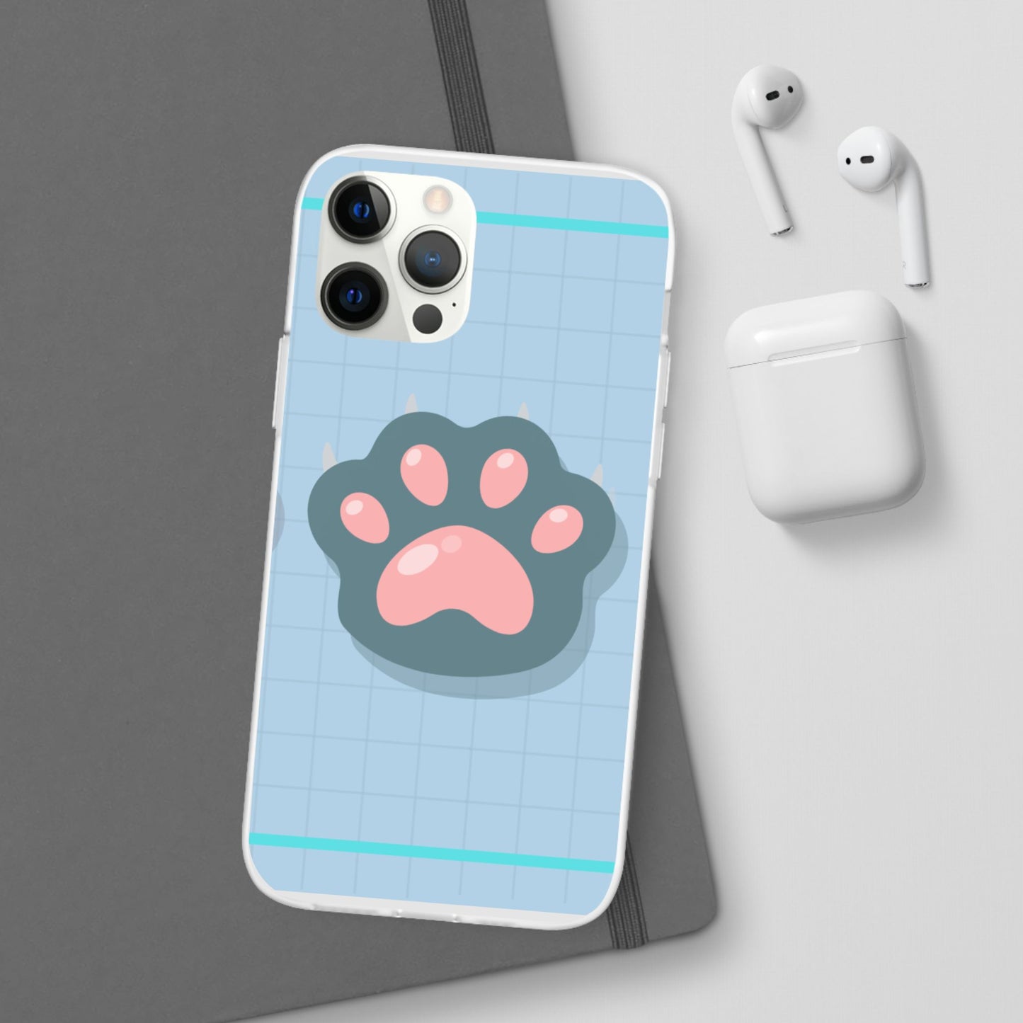 Paw Print Phone Case, Cute Pet Lover Flexi Cases, Dog Cat Accessory, Gift for Animal Lovers, Durable and Stylish Gadget Cover