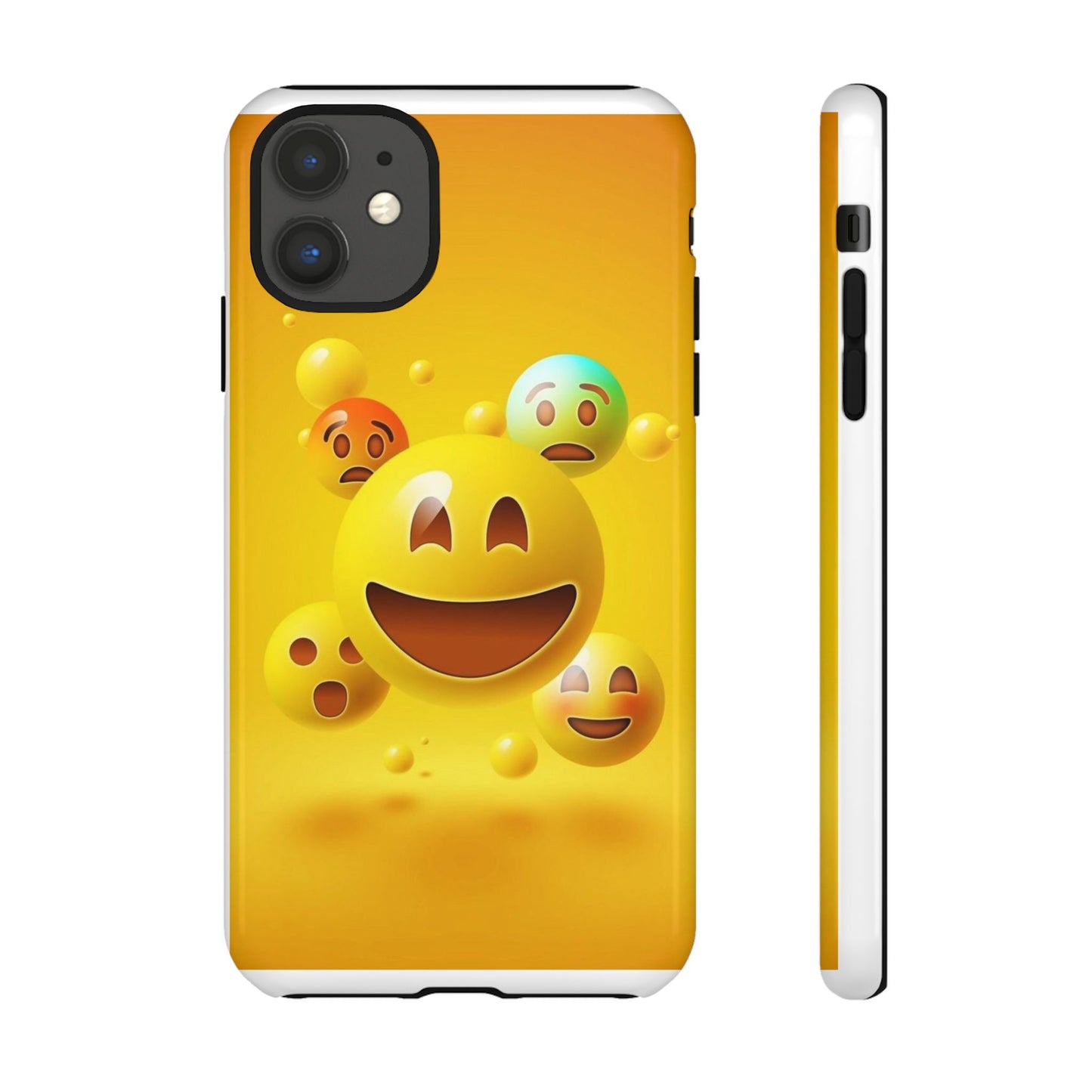 Smiley Face Phone Case, Fun Emoji Phone Cover, Durable Tough Case, Gift for Friends, Bright Yellow Accessory