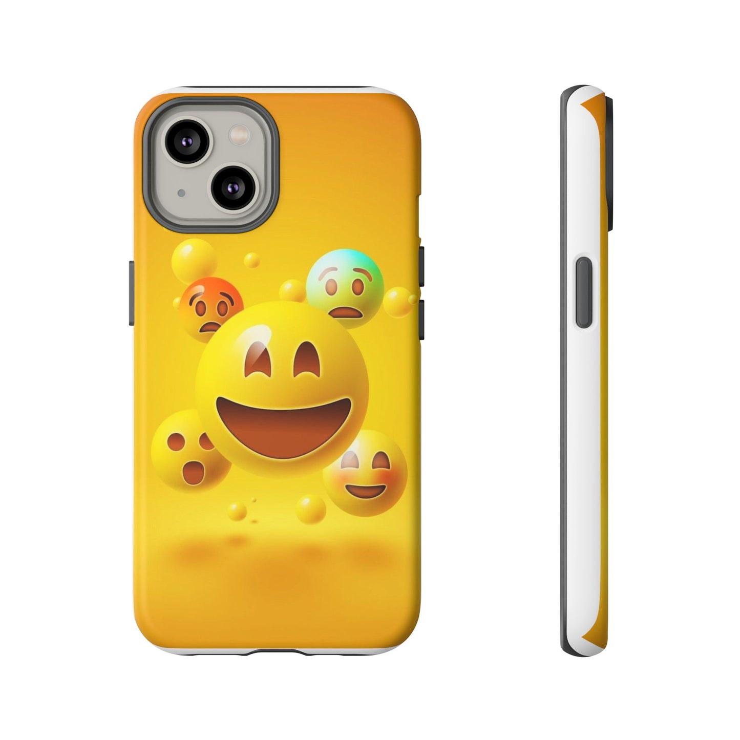 Smiley Face Phone Case, Fun Emoji Phone Cover, Durable Tough Case, Gift for Friends, Bright Yellow Accessory