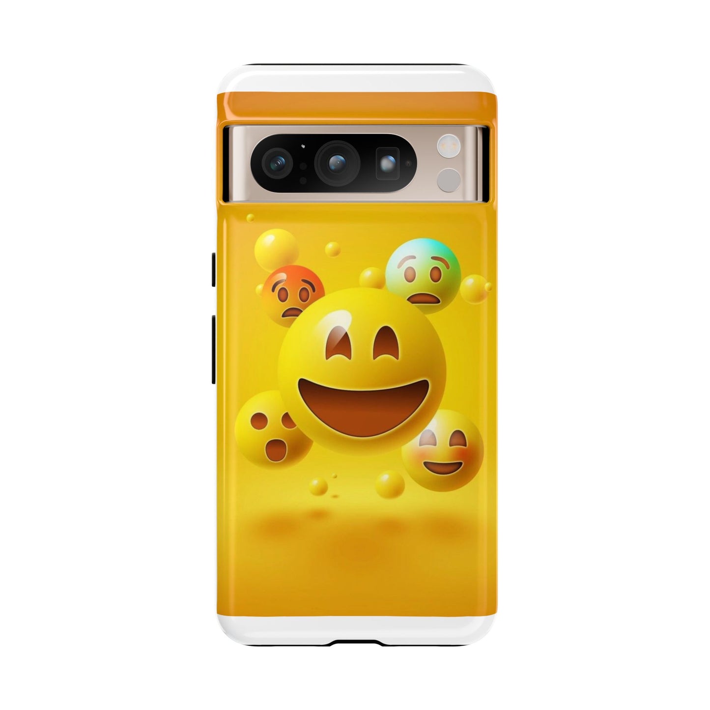 Smiley Face Phone Case, Fun Emoji Phone Cover, Durable Tough Case, Gift for Friends, Bright Yellow Accessory
