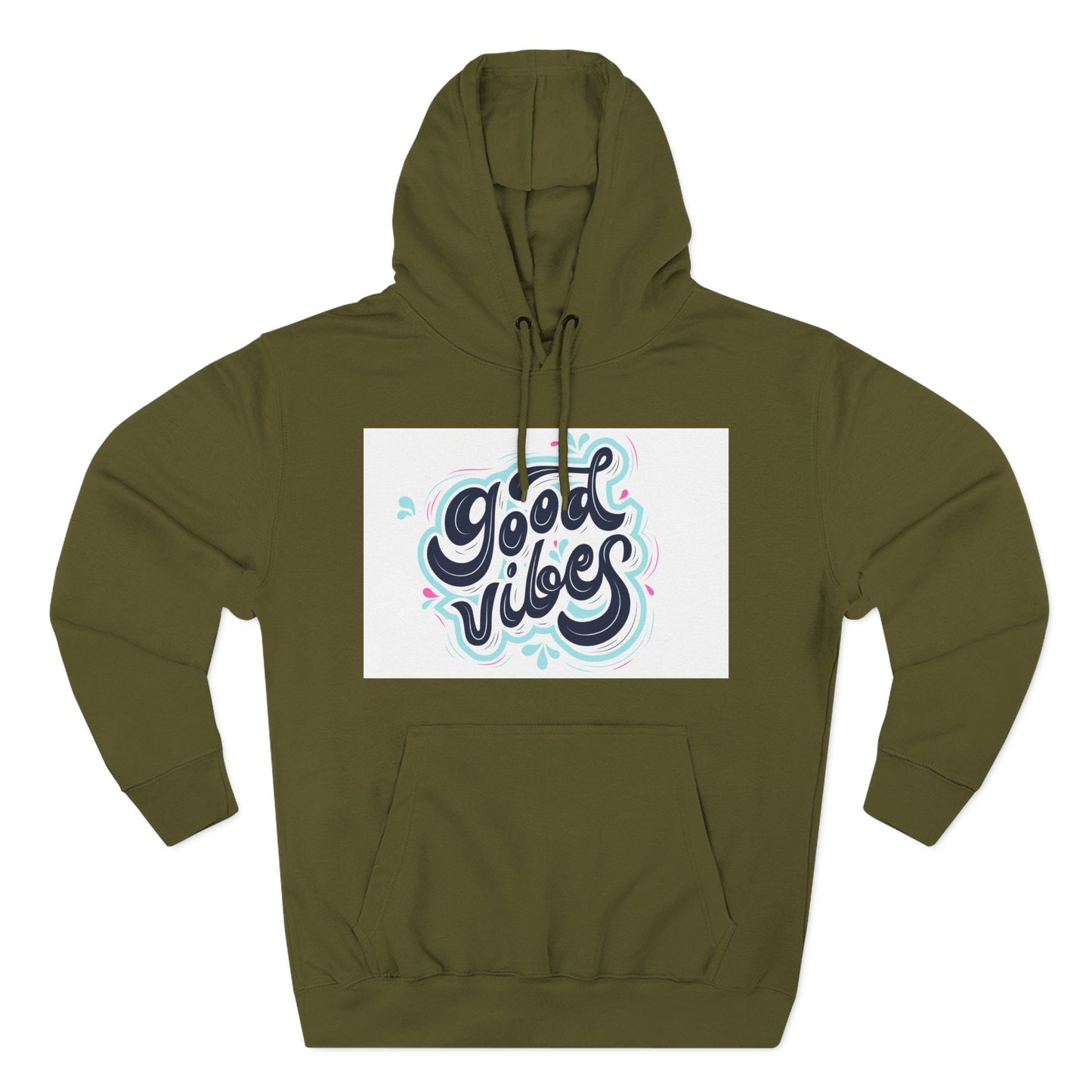 Good Vibes Three-Panel Fleece Hoodie | Cozy Streetwear, Perfect for Casual Outings, Unisex Gift, Inspirational Wear, Everyday Comfort
