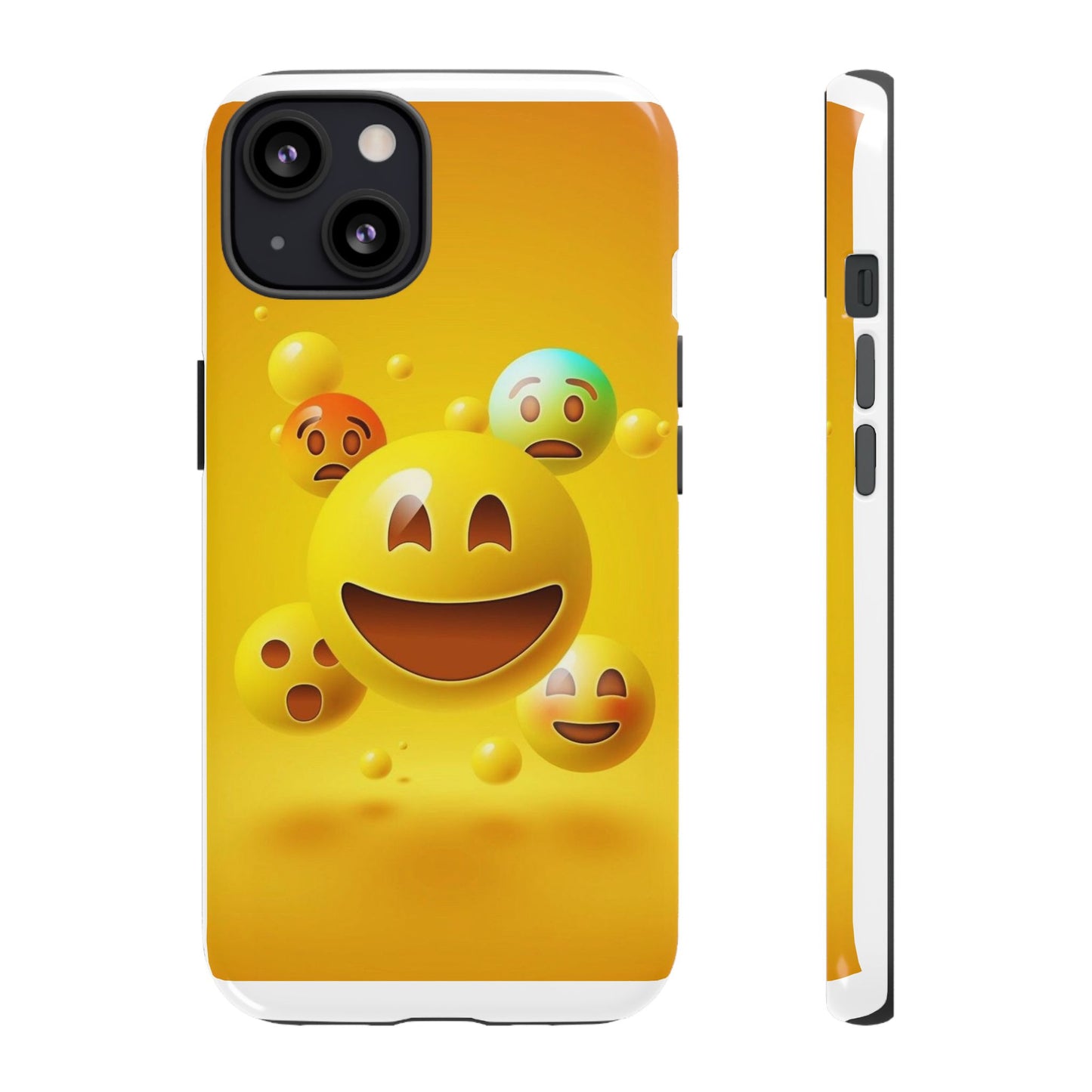 Smiley Face Phone Case, Fun Emoji Phone Cover, Durable Tough Case, Gift for Friends, Bright Yellow Accessory