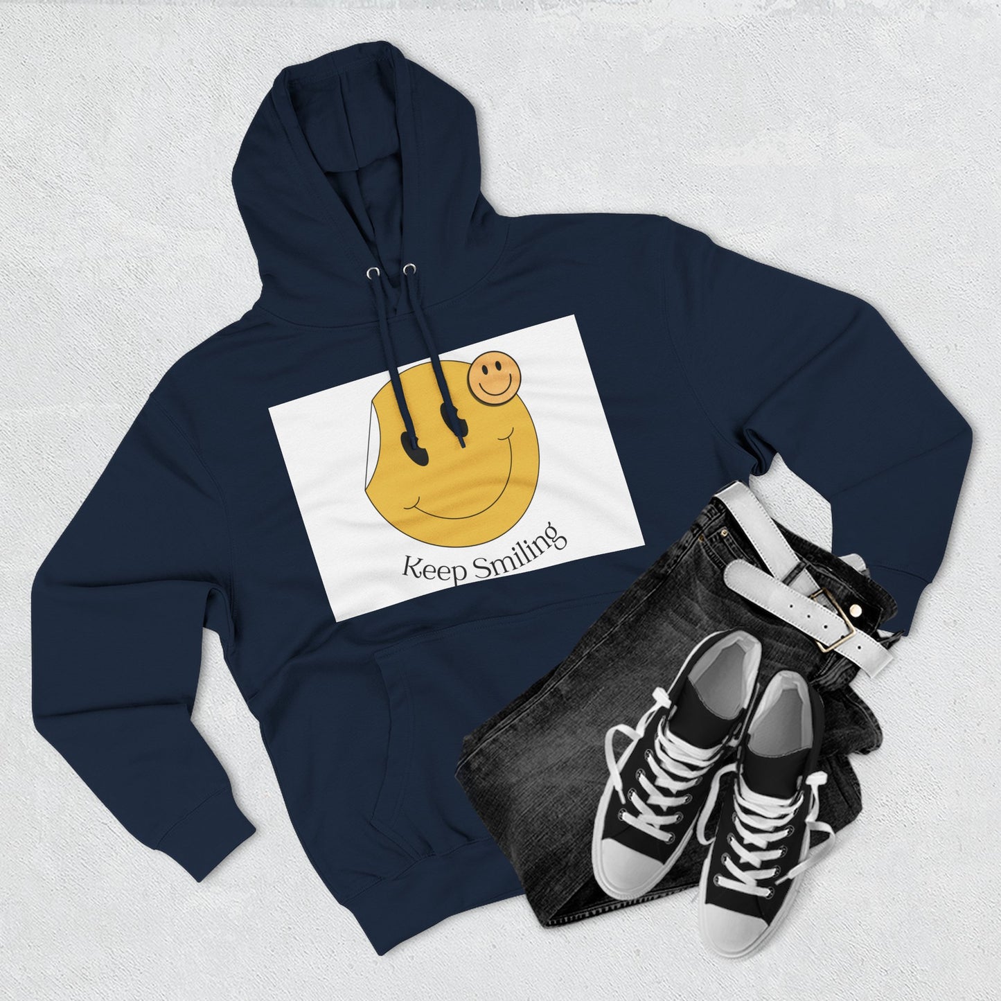 Happy Vibes Fleece Hoodie, Cozy Gift, Keep Smiling Hoodie, Casual Wear, Trendy Sweatshirt, Unisex Fashion