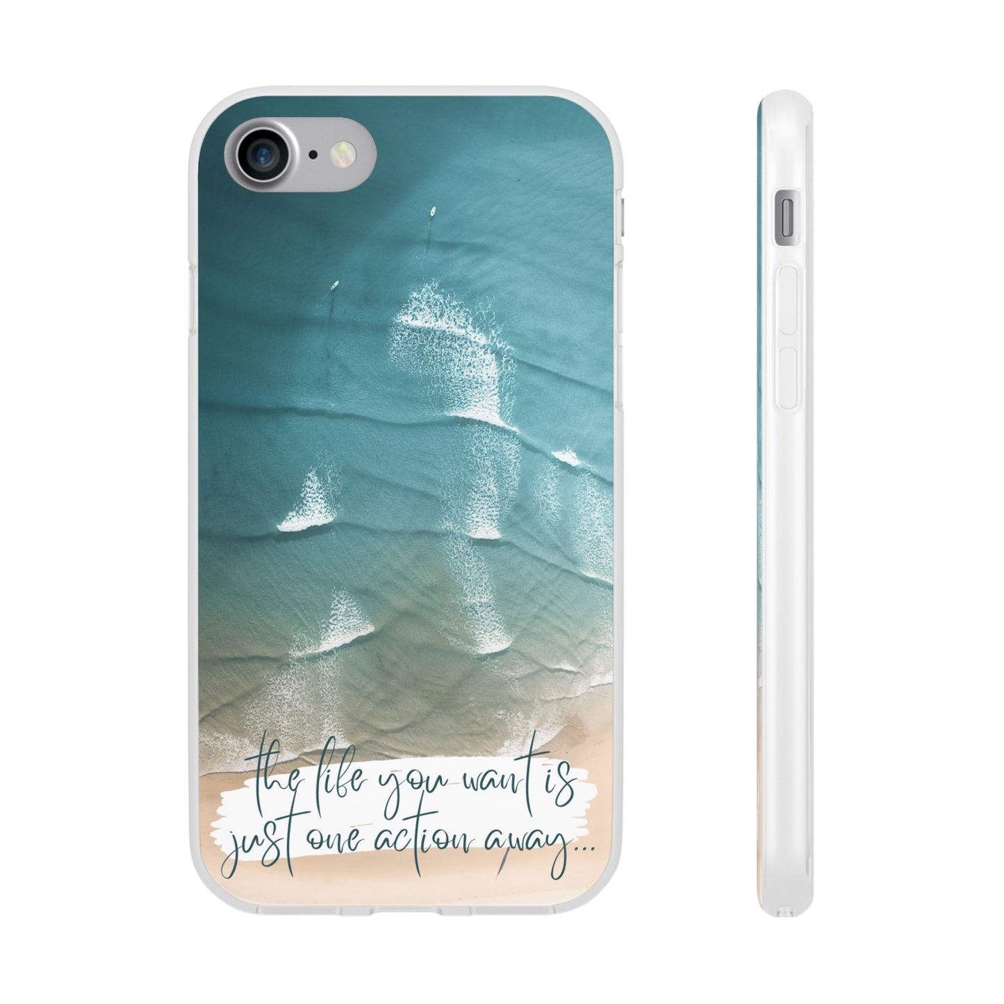 Ocean Waves Inspirational Phone Case, Beach Flexi Case, Life Quote Accessory, Coastal Decor, Gift