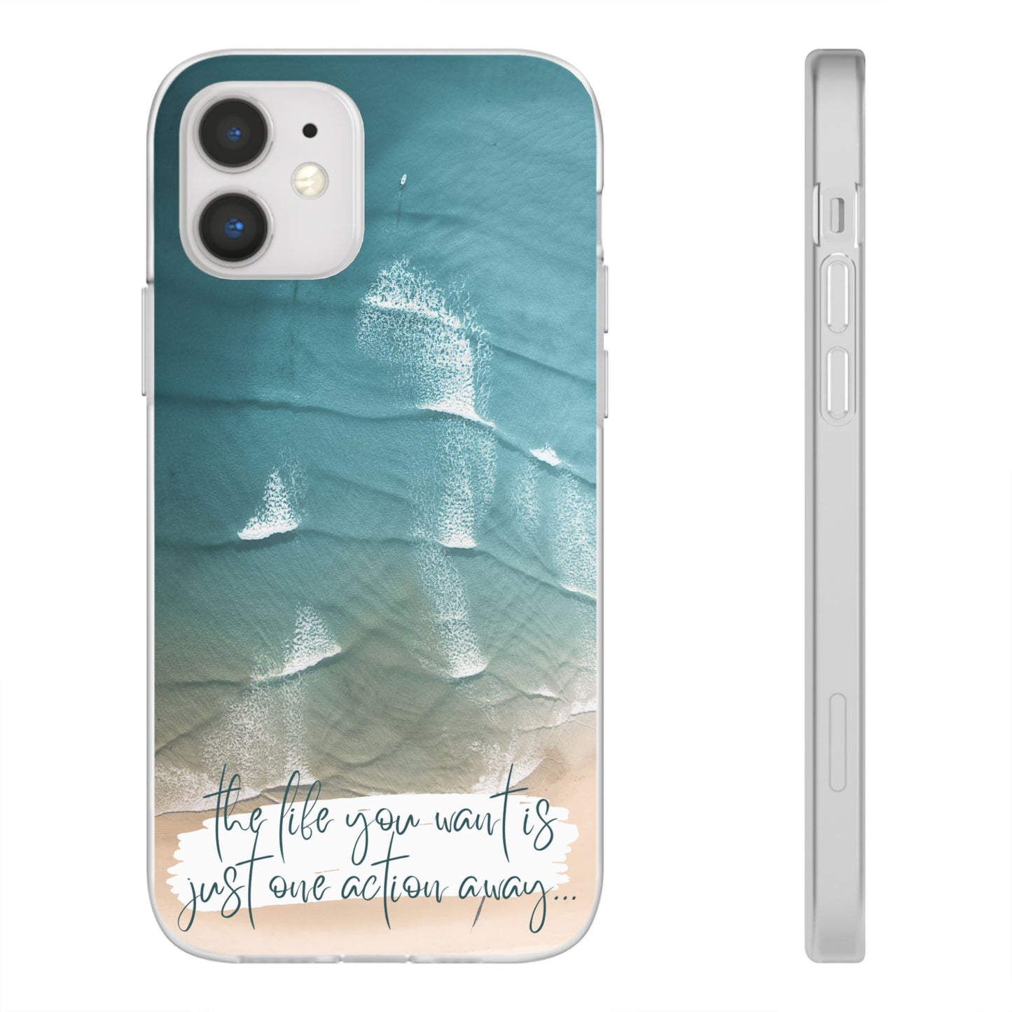 Ocean Waves Inspirational Phone Case, Beach Flexi Case, Life Quote Accessory, Coastal Decor, Gift
