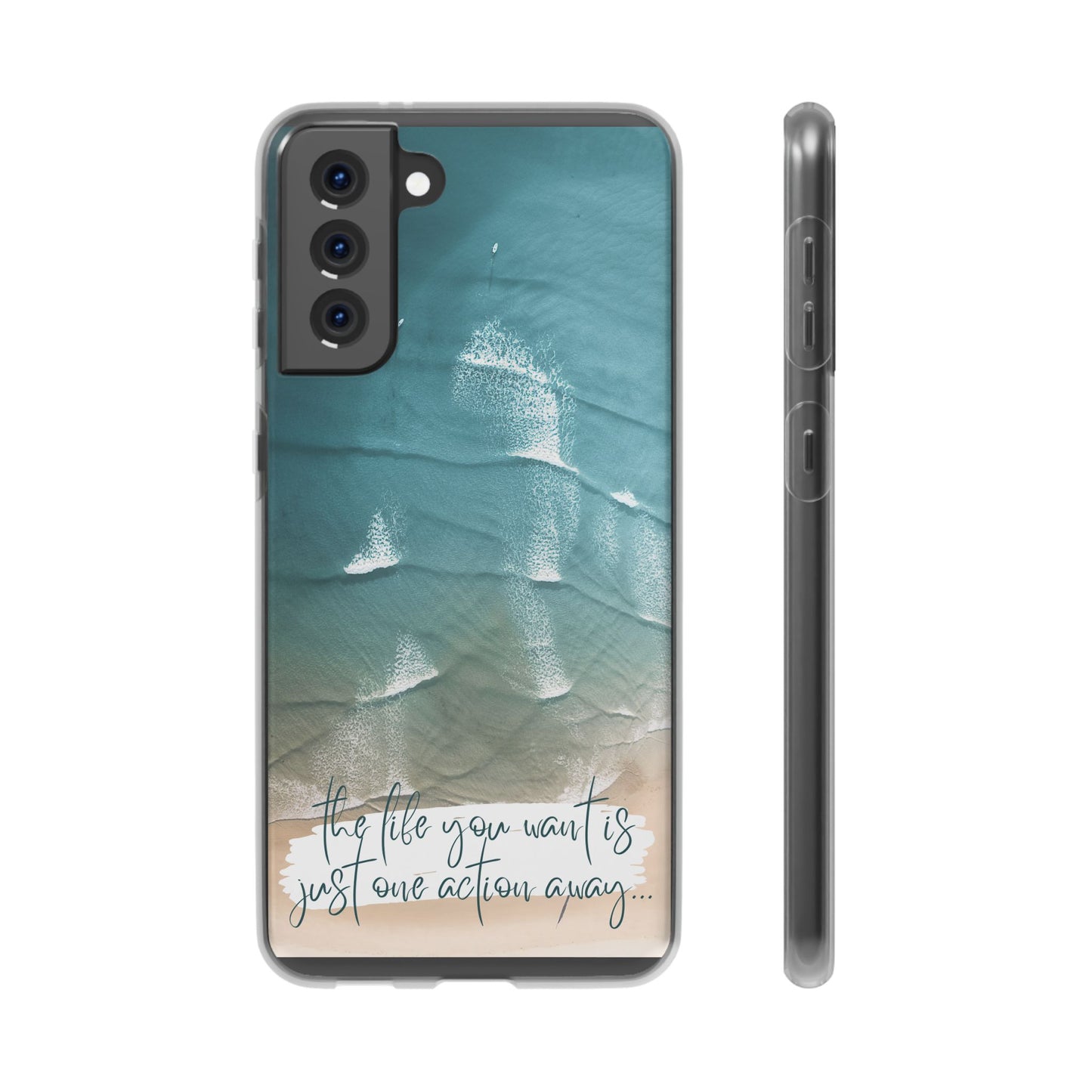 Ocean Waves Inspirational Phone Case, Beach Flexi Case, Life Quote Accessory, Coastal Decor, Gift